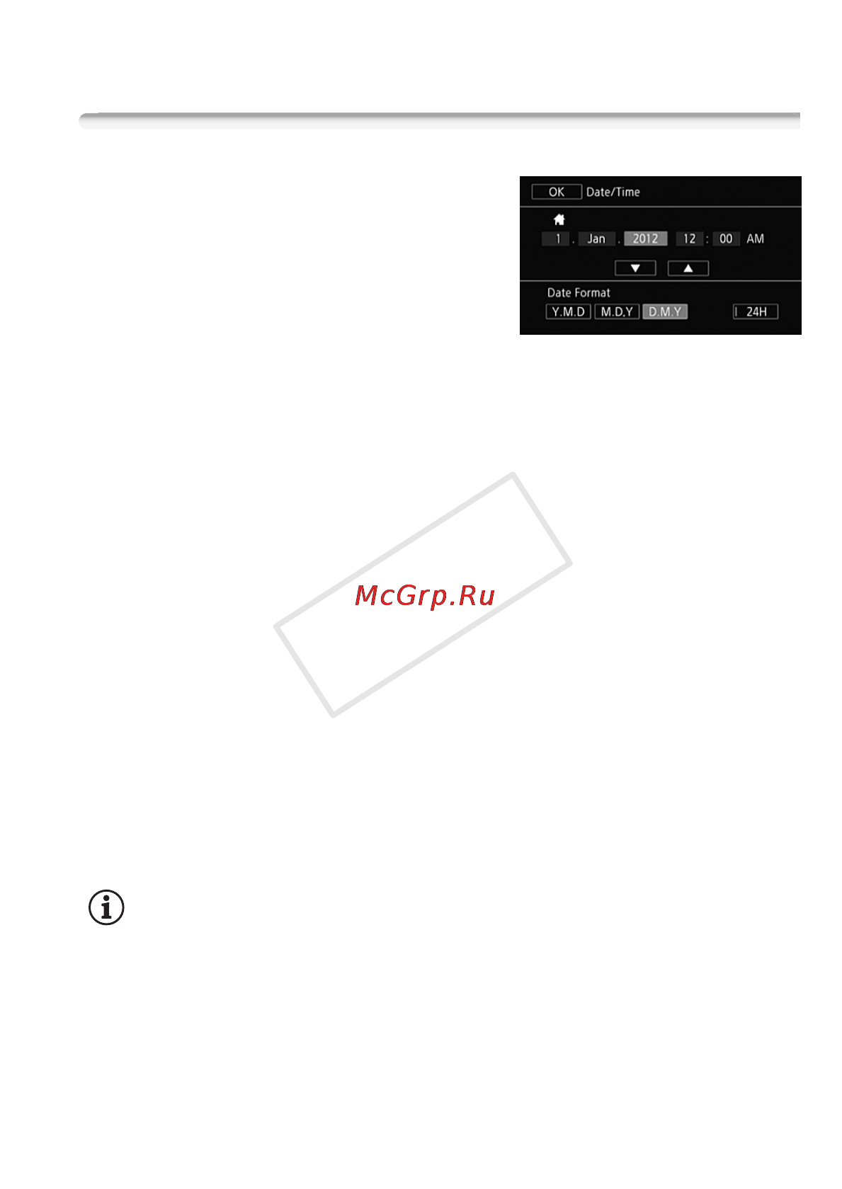 Canon Legria HF R306E Kit [33/242] Настройки при первом включении