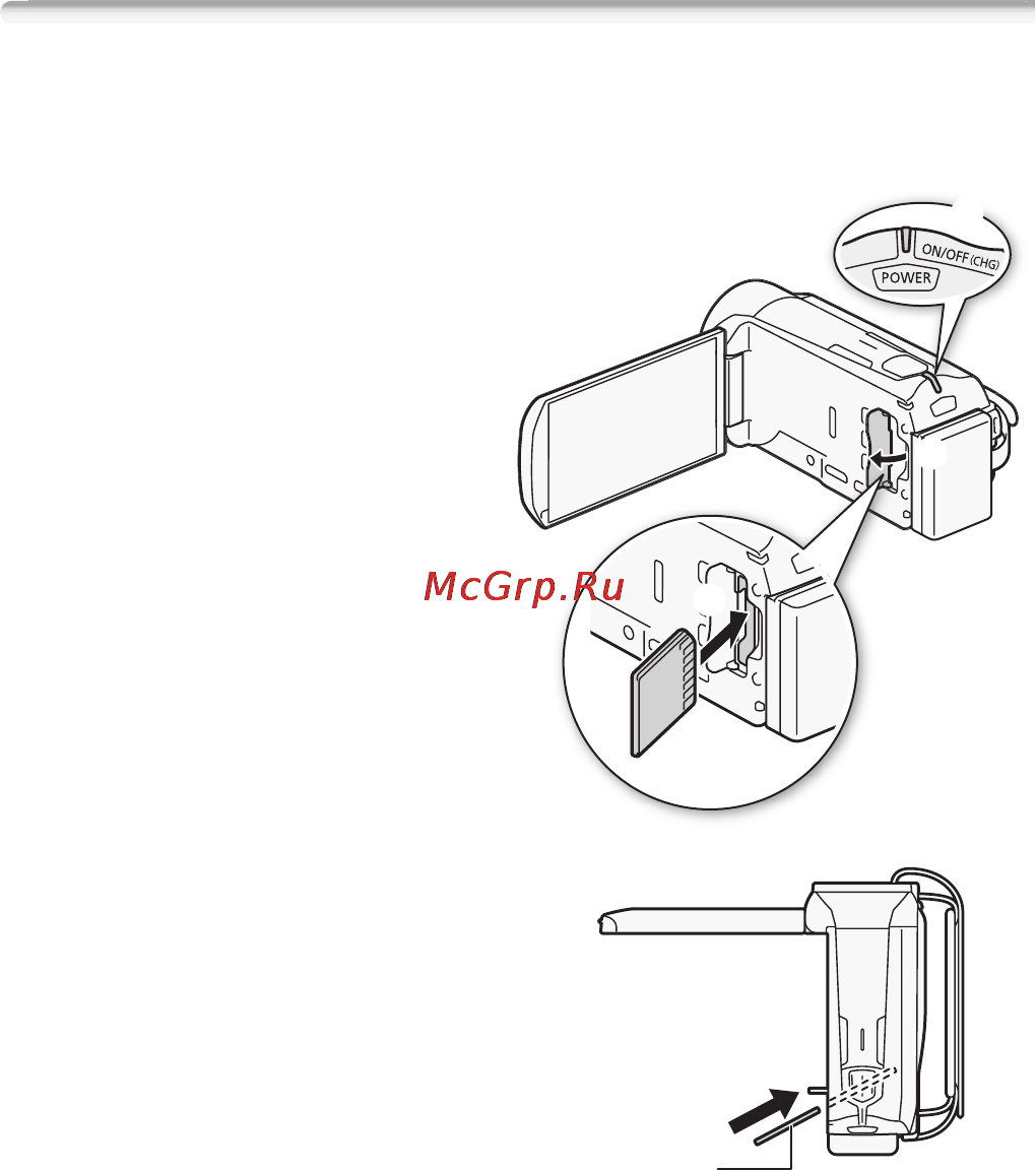 Canon Legria HF R37 Bl [39/242] Установка и извлечение карты памяти
