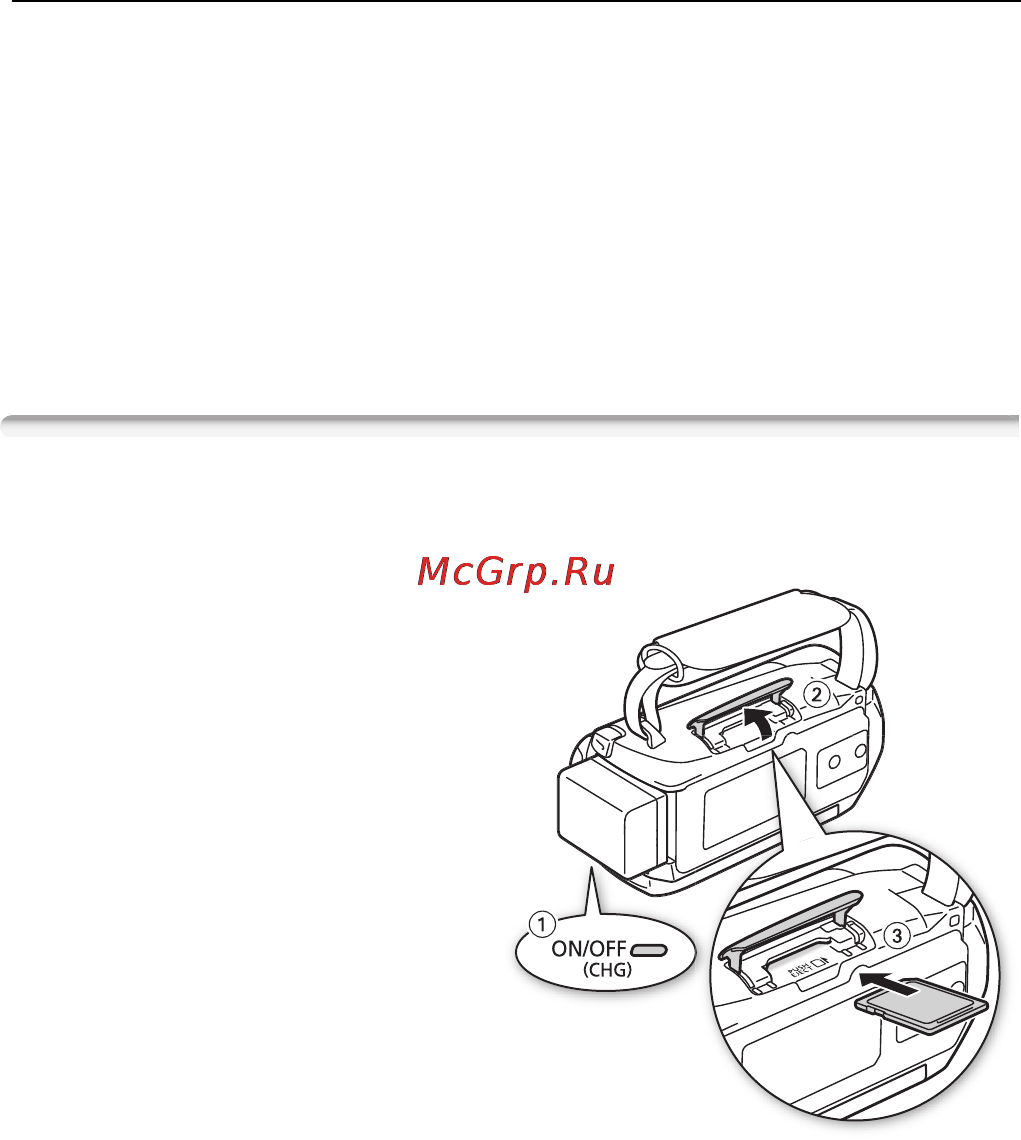 Canon HF M506E Kit [39/264] Установка и извлечение карты памяти