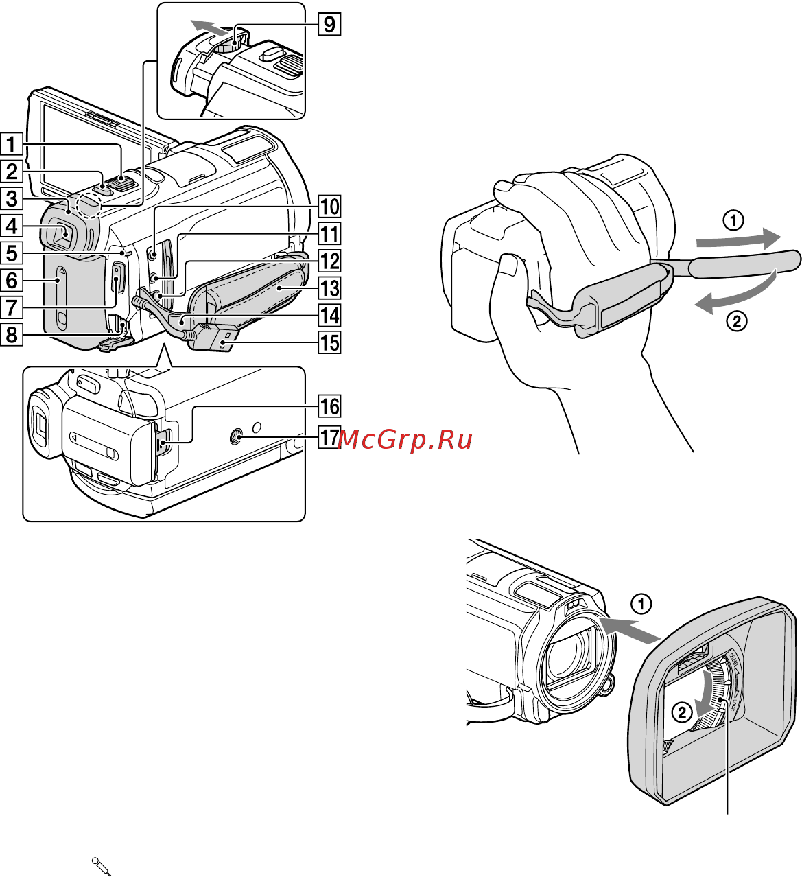 Sony HDR-CX740E/BCEL [119/207] Установлення бленди об єктива