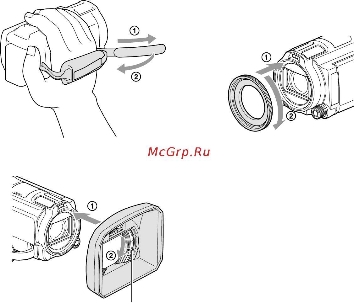 Sony HDR-CX740E/BCEL [14/207] Закрепление ремешка для руки