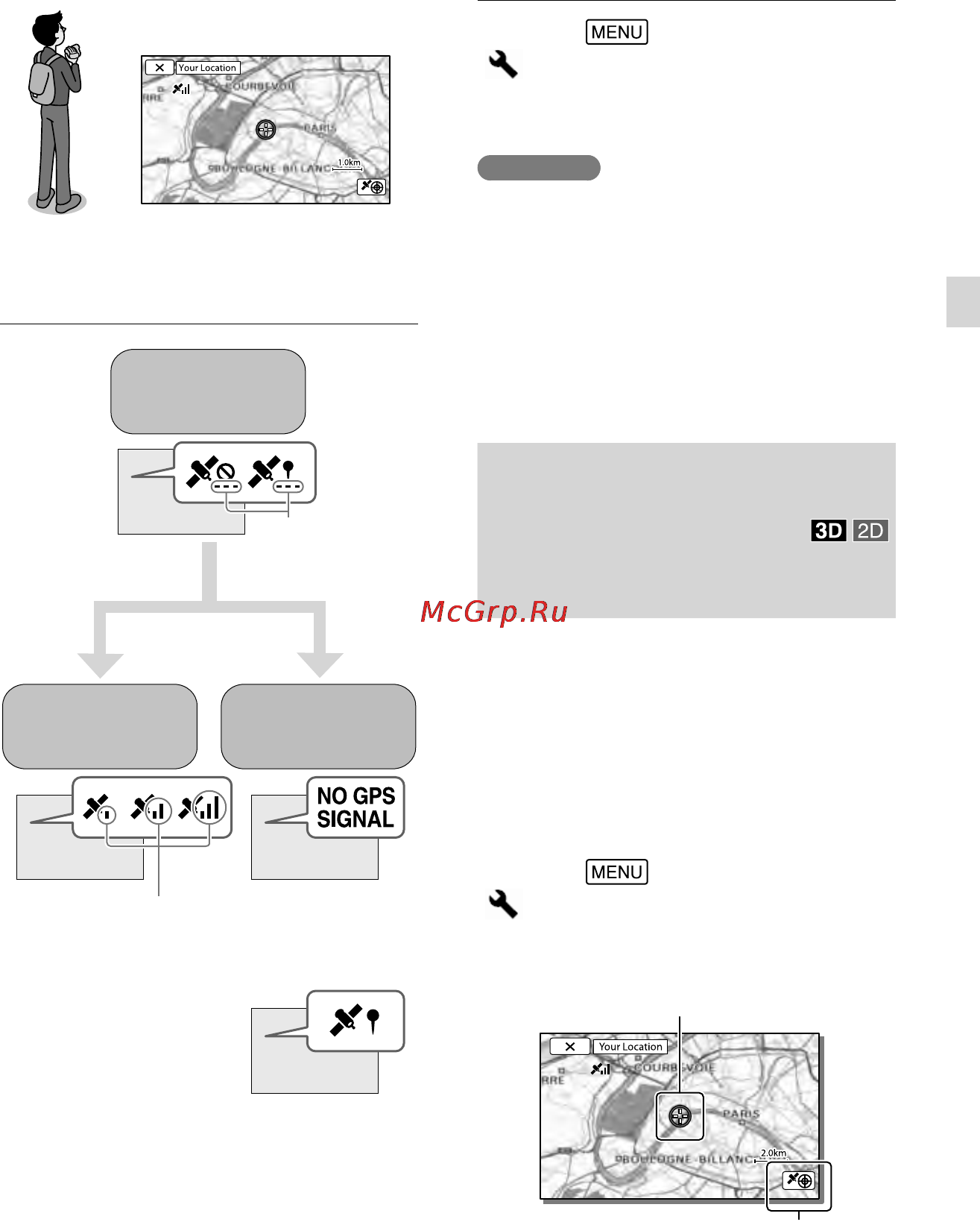 Sony HDR-TD20E [149/199] Одержання мапи поточного місцезнаходження режим пріоритету тріангуляції