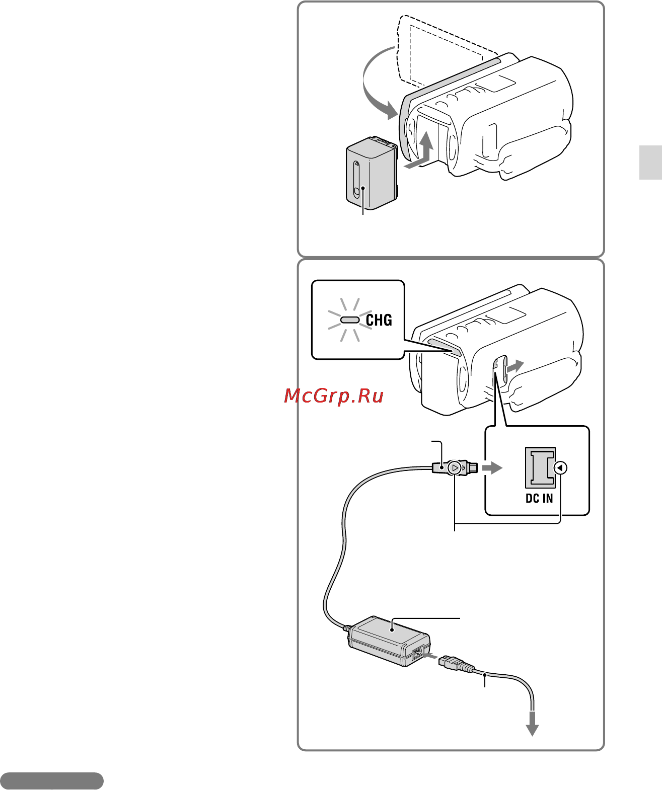 Sony HDR-TD20E [17/199] Закройте экран lcd и подключите аккумуляторную батарею