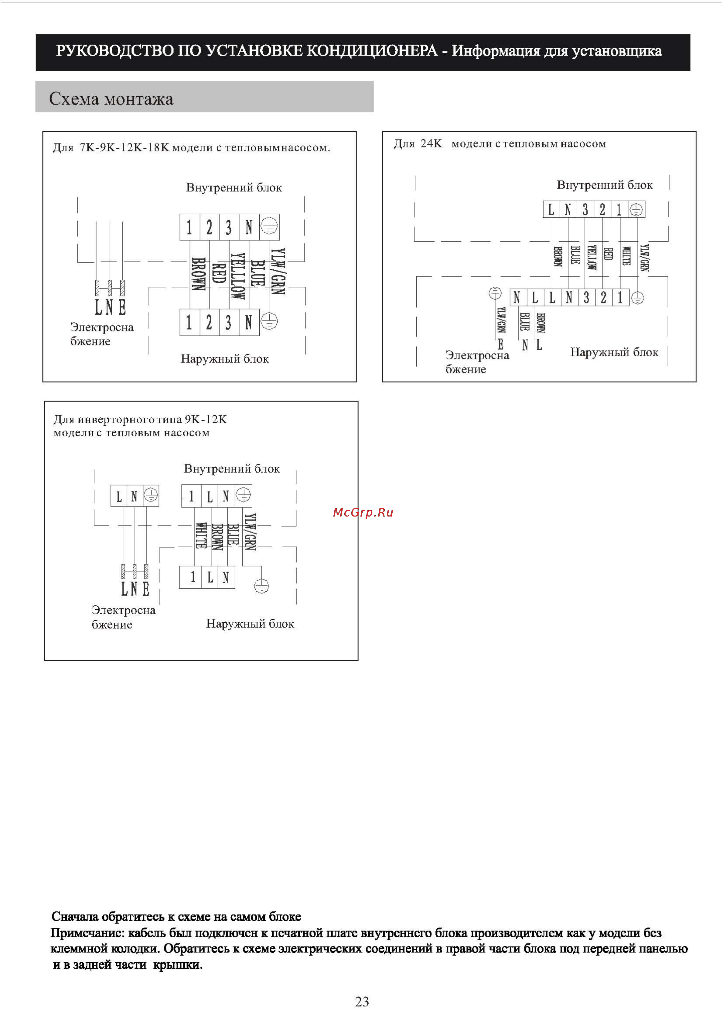 Shivaki SSH-L124DC/SRH-L124DC [25/28] Схема монтажа