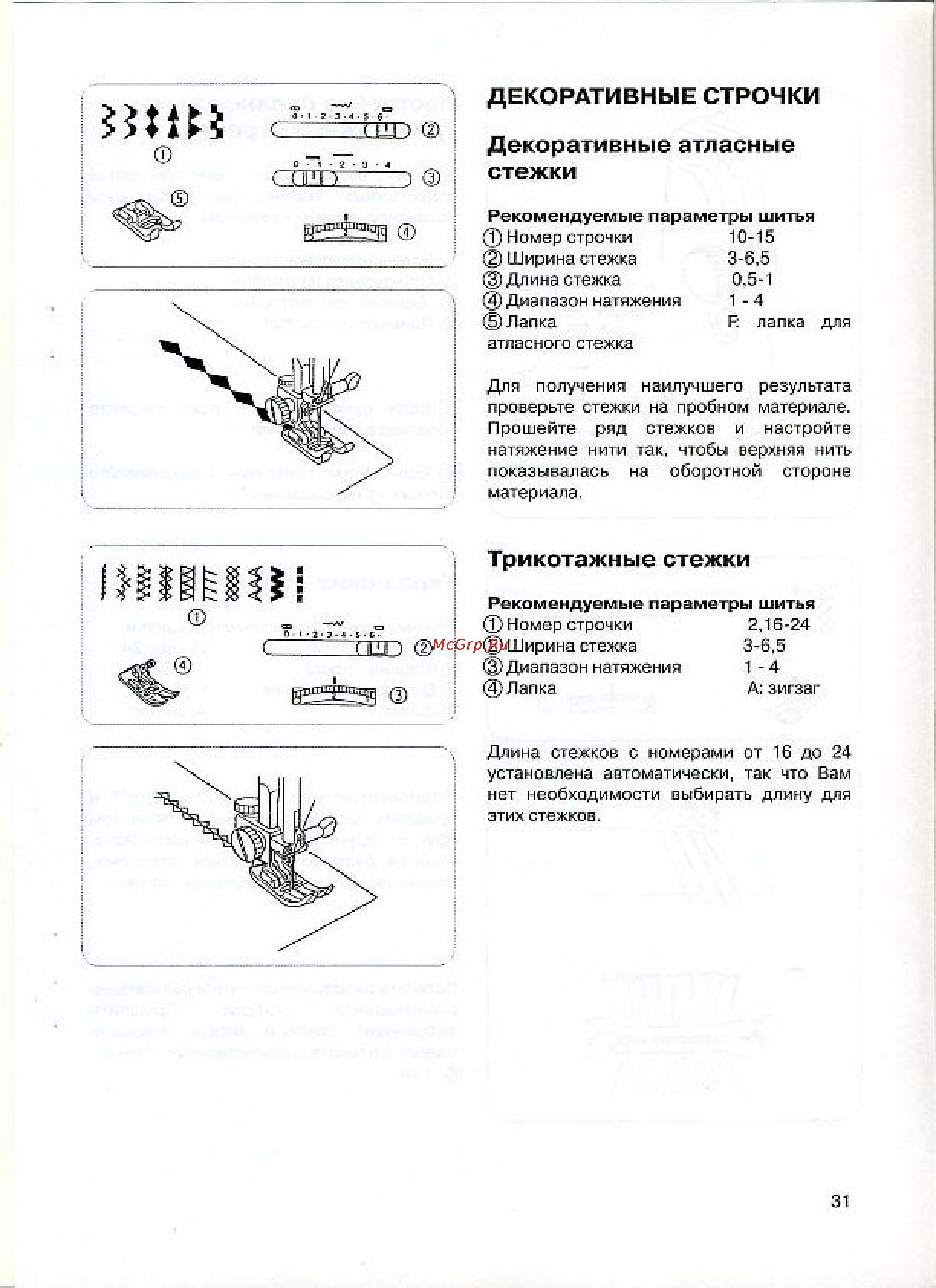 Janome 7524E [32/40] Трикотажные стежки