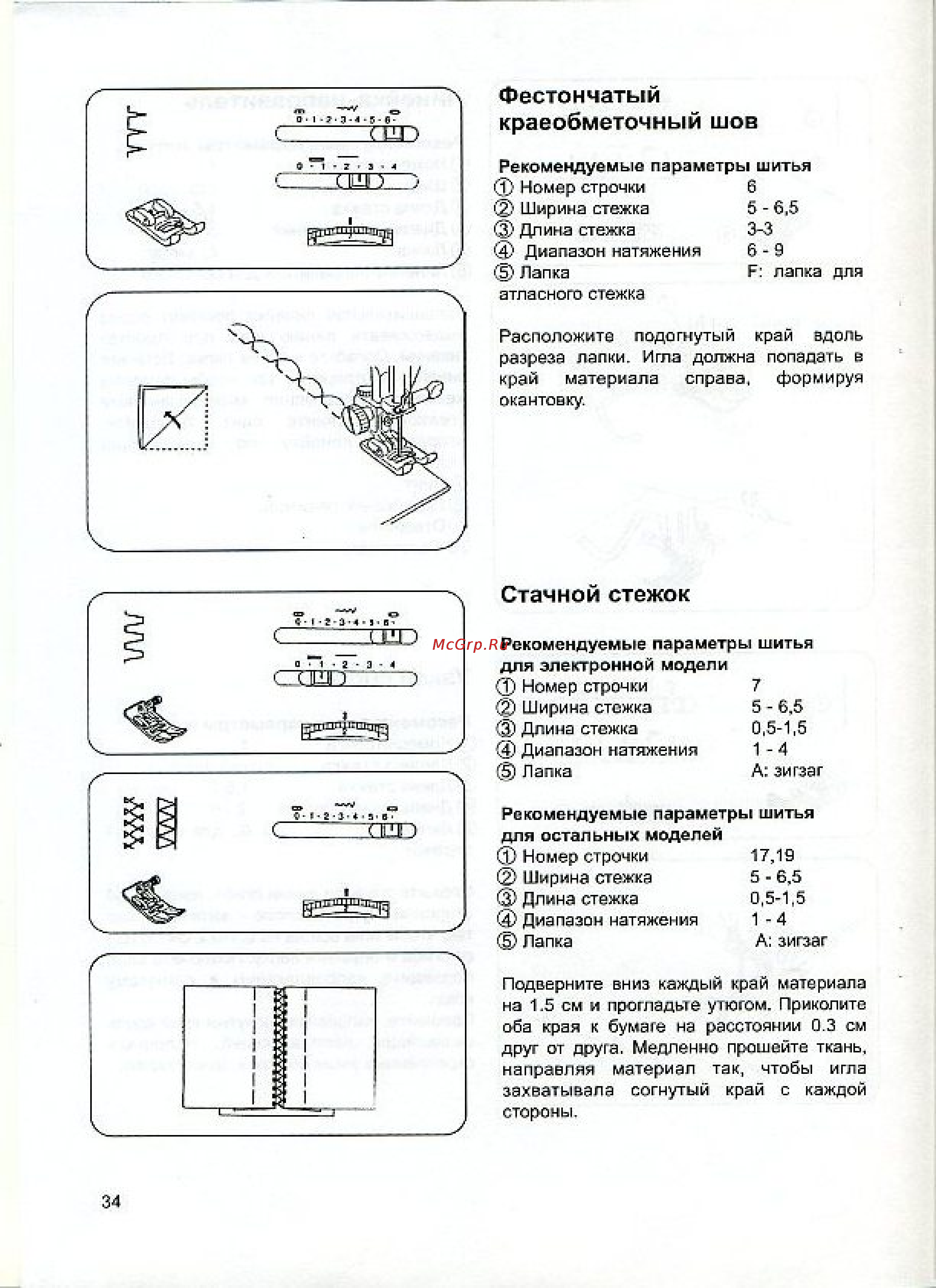 Janome 7524E [35/40] Фестончатый краеобметочный шов
