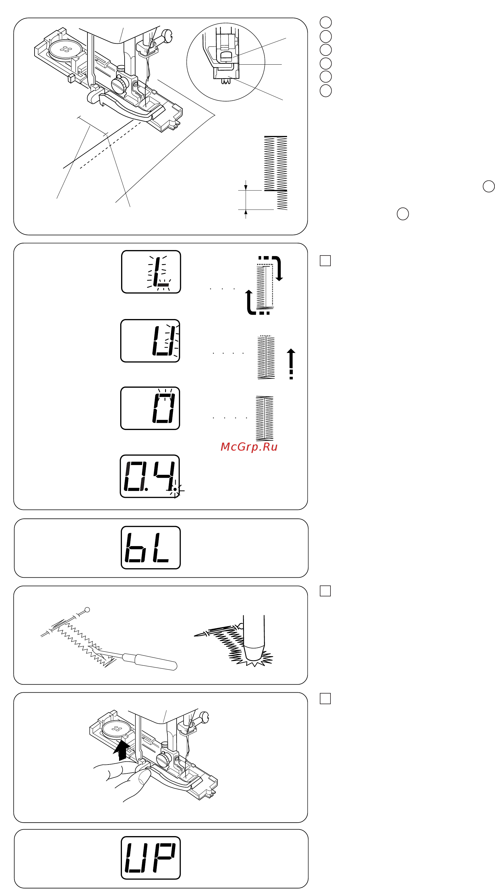 Janome DC 4030 [27/43] If you select the other pattern without raising the foot the indicator window shows up to warn you