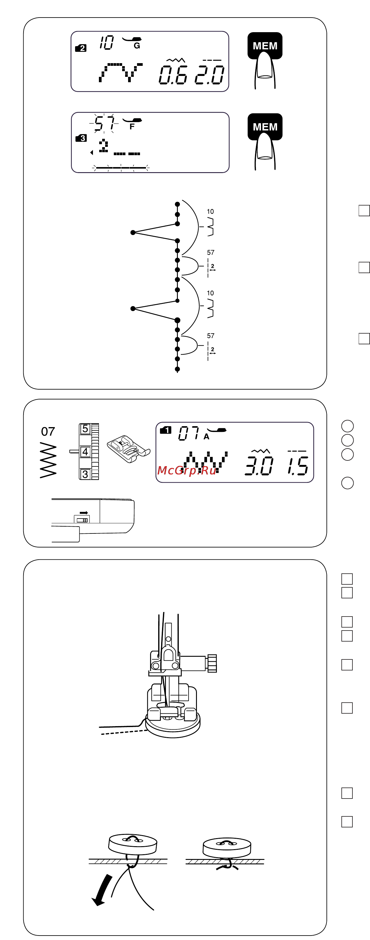 Janome DC 601 [35/67] Пришивание пуговиц