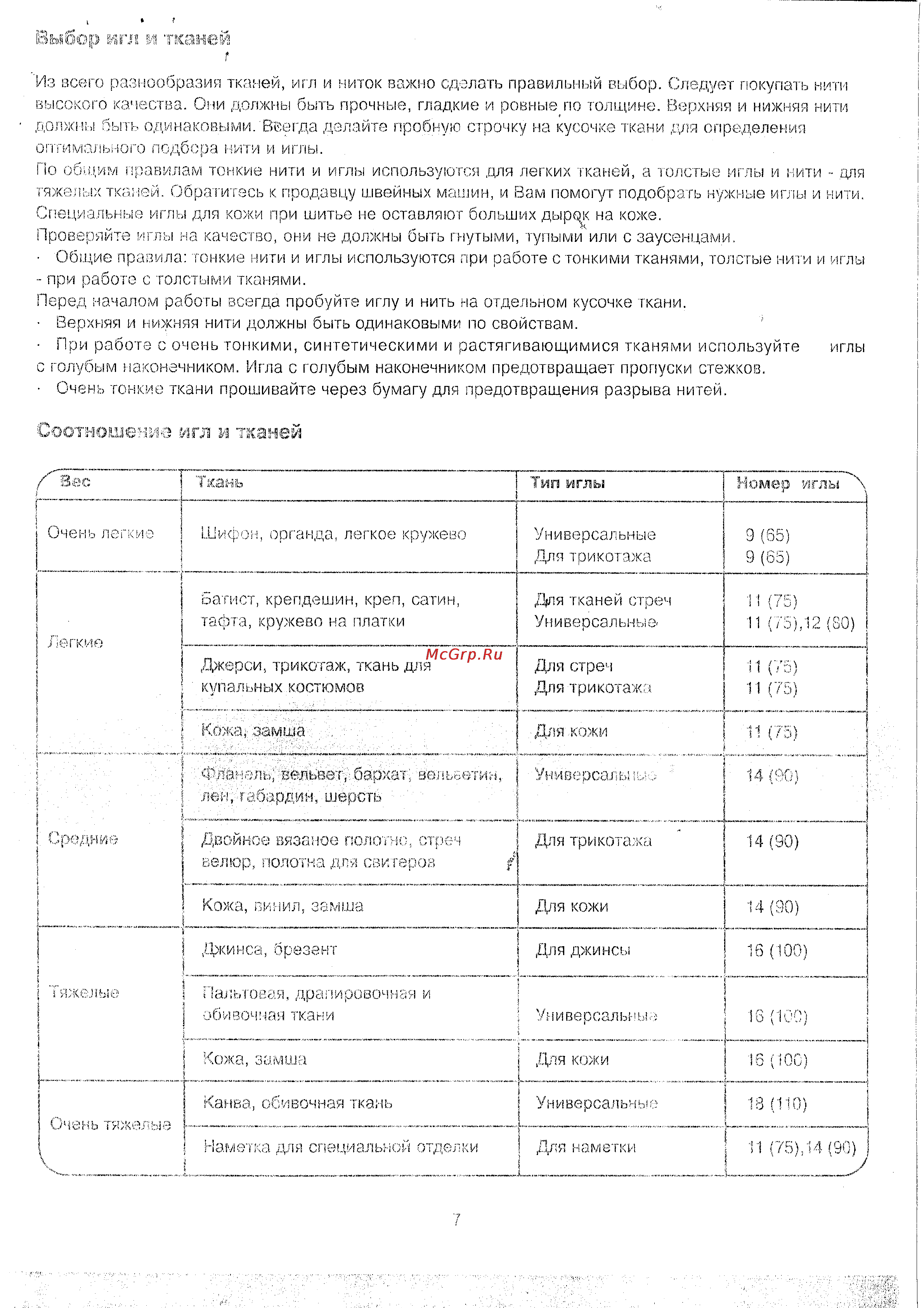 Janome 1108JN [7/29] Тканей