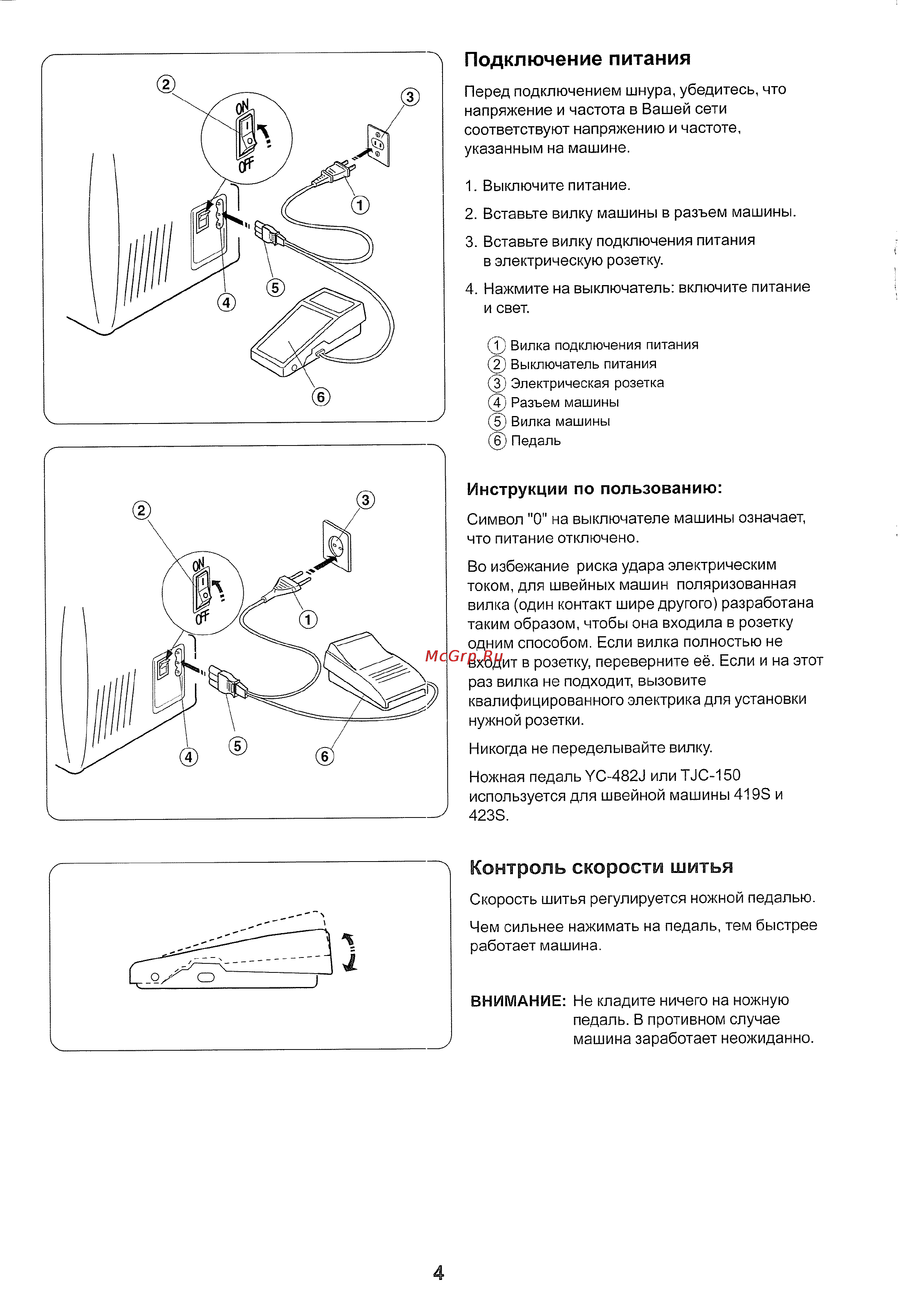 Janome 523S [5/33] Инструкции по пользованию
