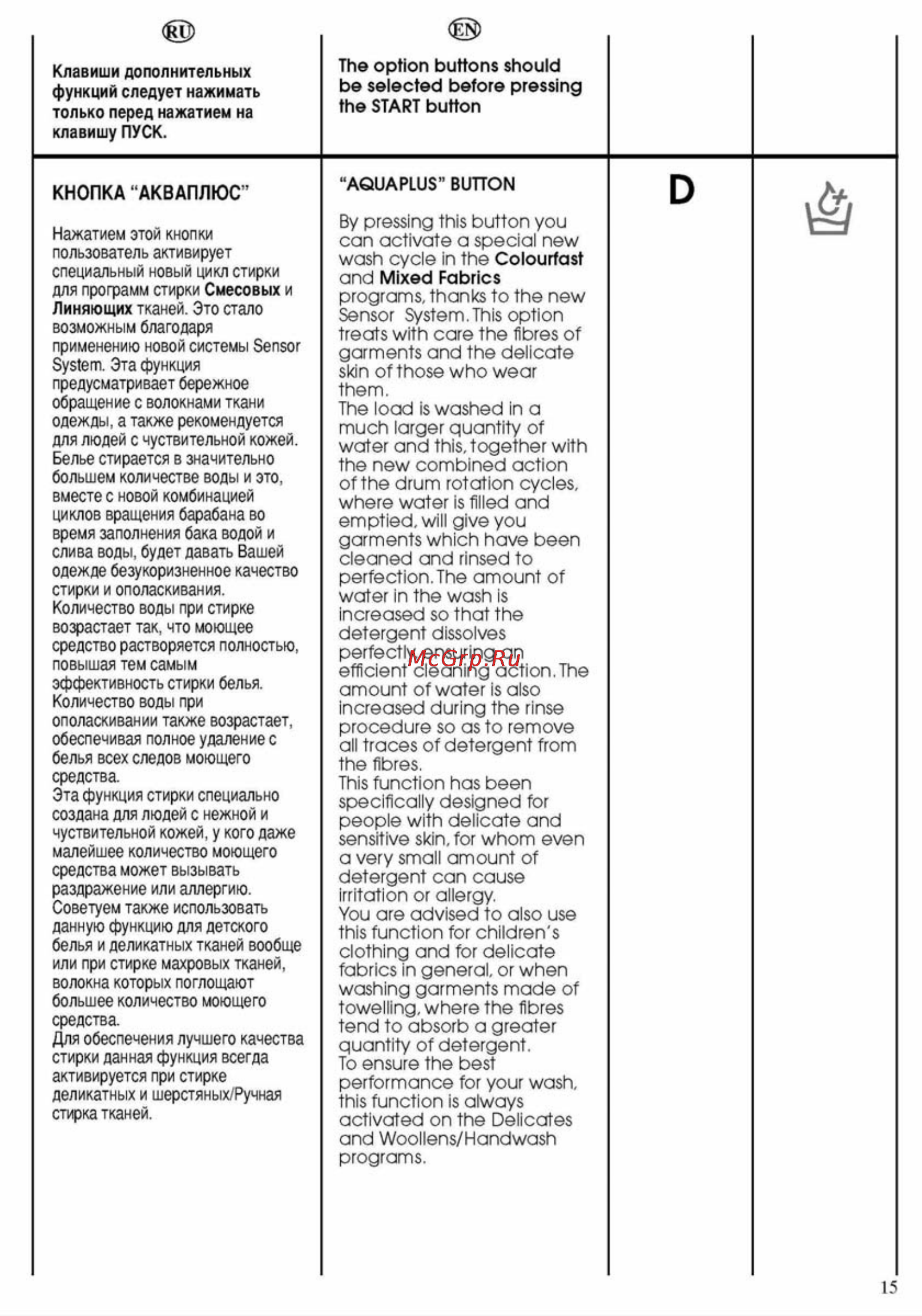 Candy Aquamatic 80F Инструкция по эксплуатации онлайн [15/40] 125902