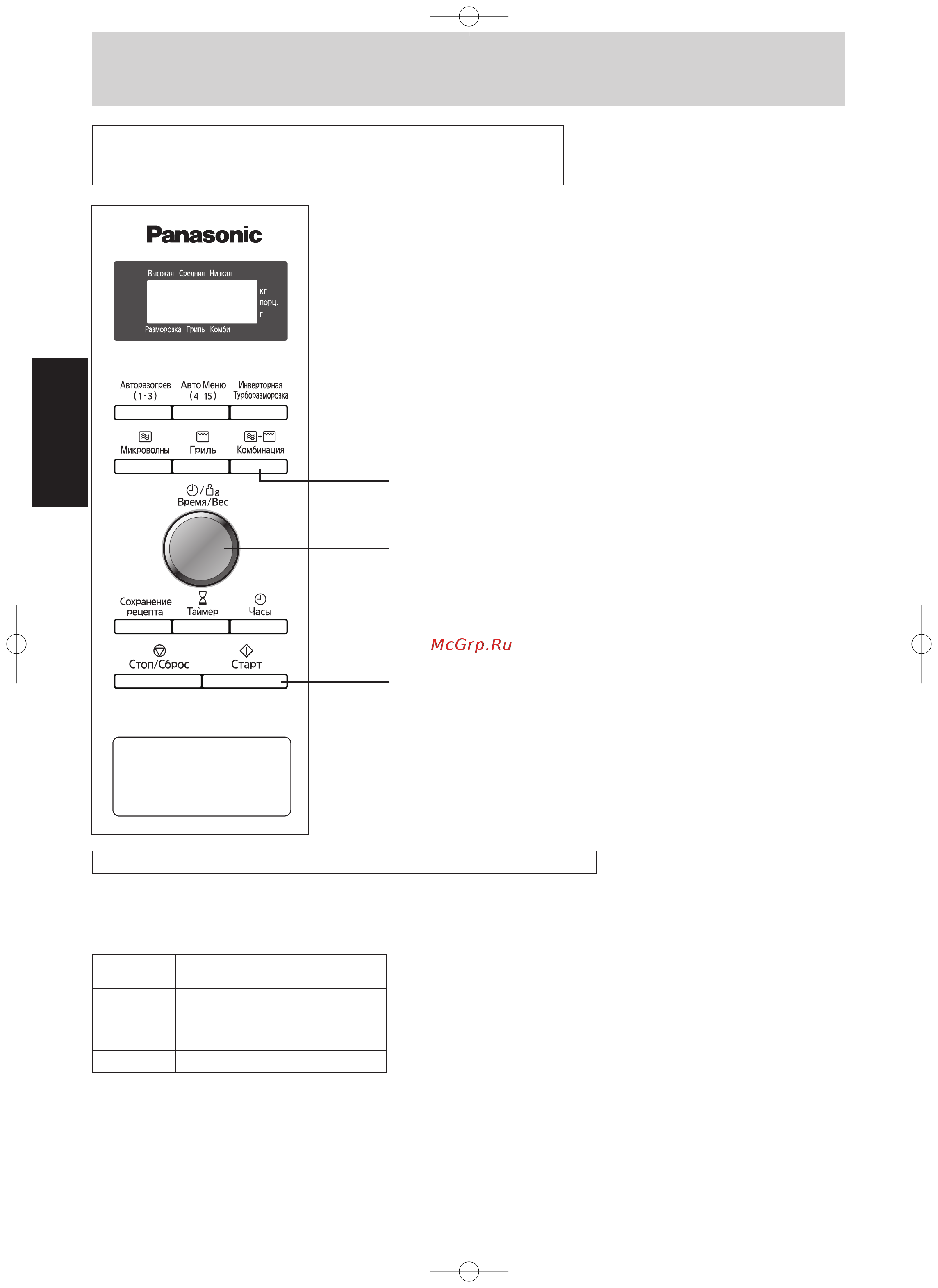 Panasonic NN-SD 382SZPE [13/43] Рекомендации по приготовлению блюд в режиме комбинации