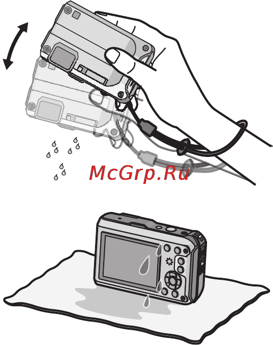 Panasonic DMC-FT4EE-S Silver [12/205] Слейте воду удерживая камеру в перевернутом положении и слегка встряхнув ее несколько раз