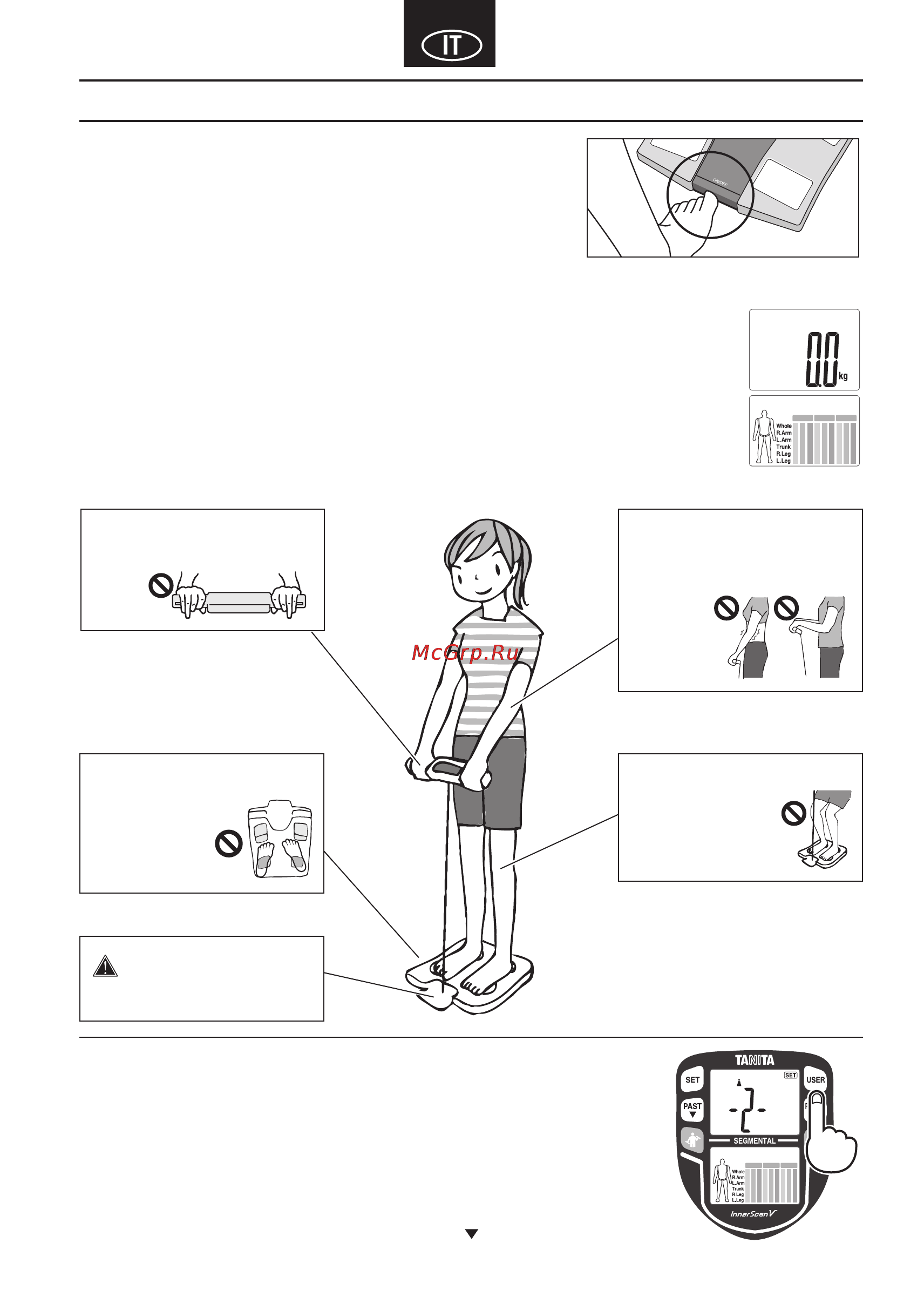 Tanita BC 545N [47/84] Rilevazione delle letture del peso e del grasso corporeo
