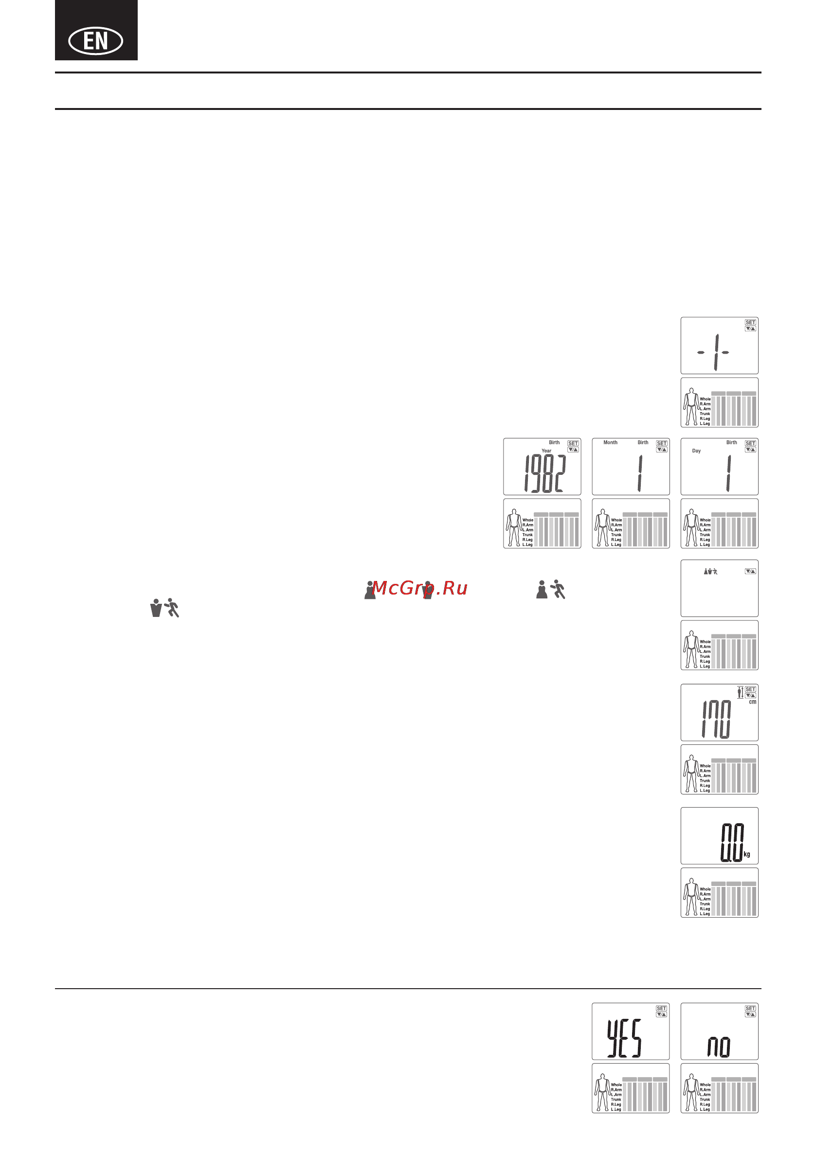 Tanita BC 545N [6/84] Setting and storing personal data in memory