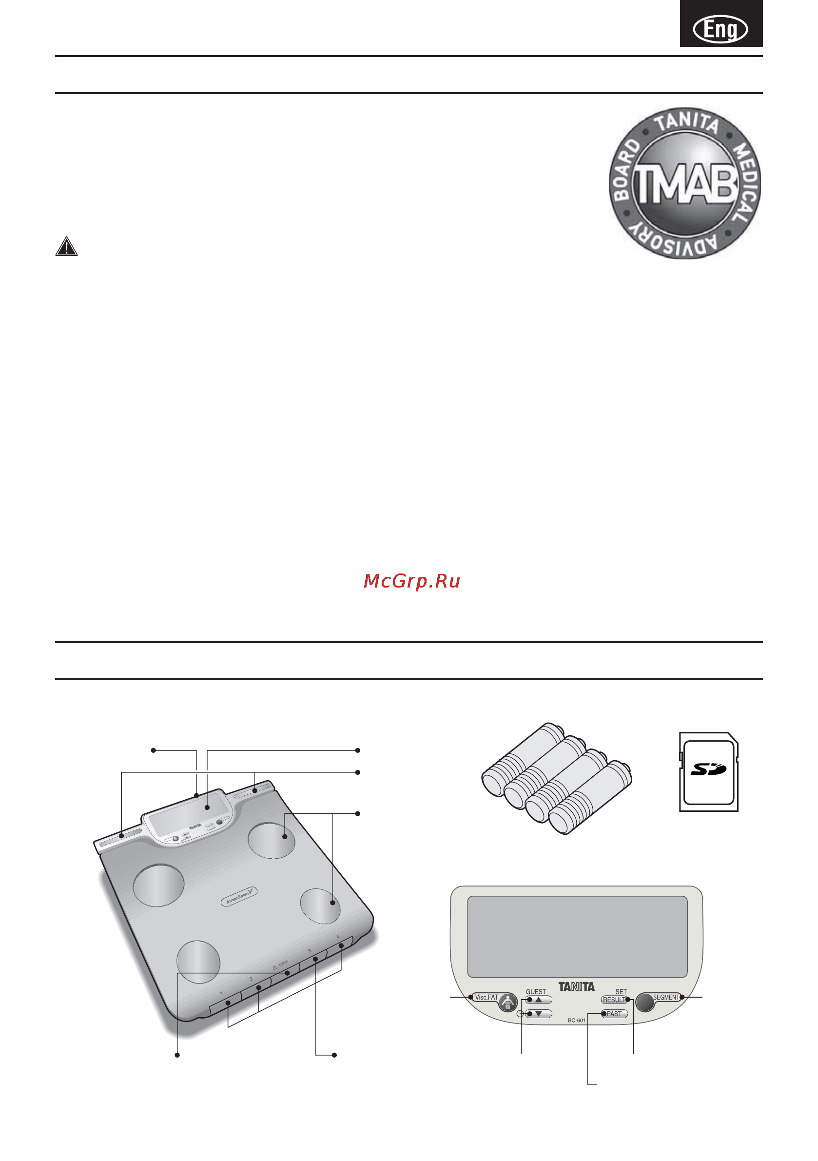 Tanita BC-601 [3/80] Features and functions