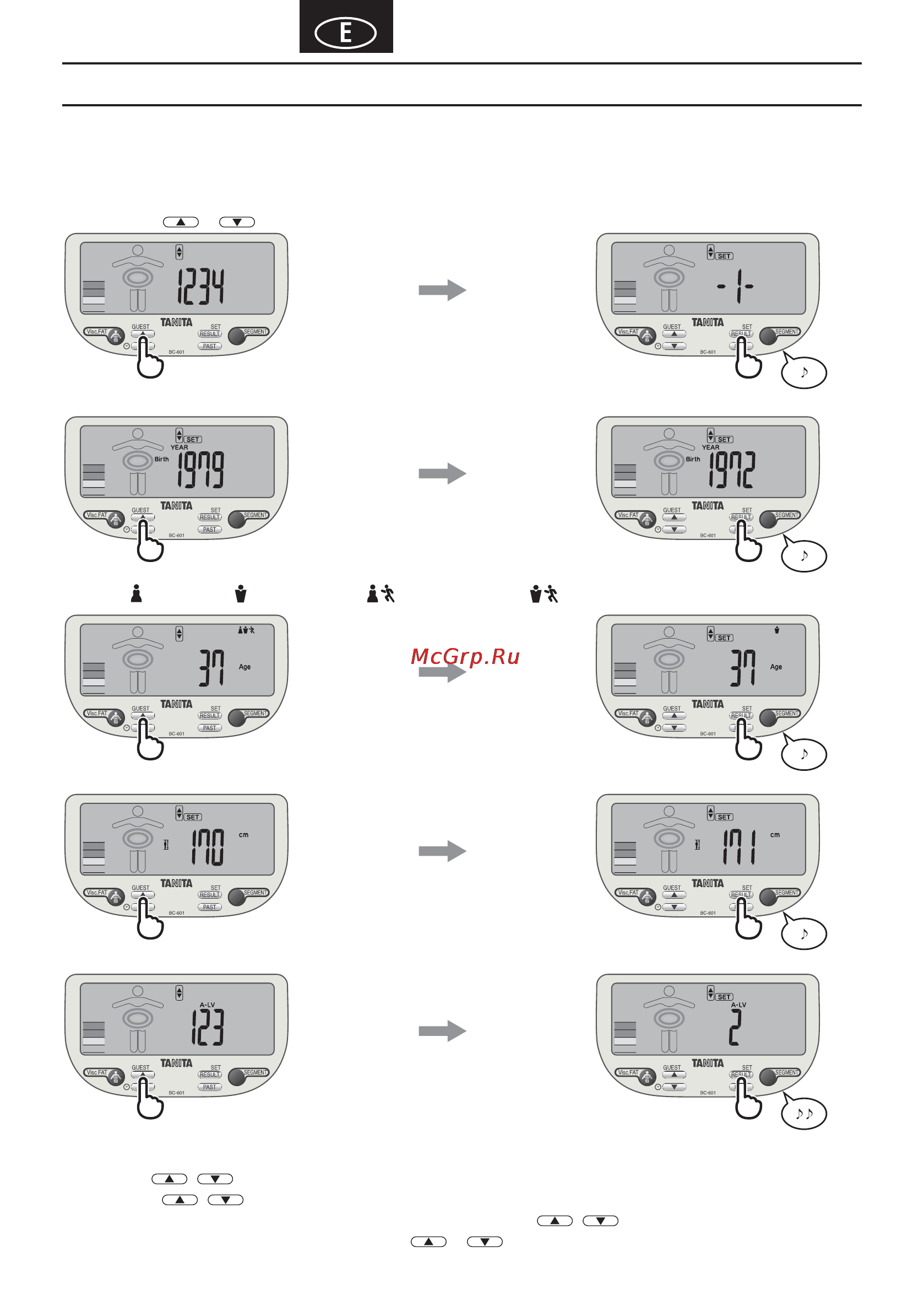Tanita BC-601 [61/80] Configurar y almacenar los datos personales en la memoria