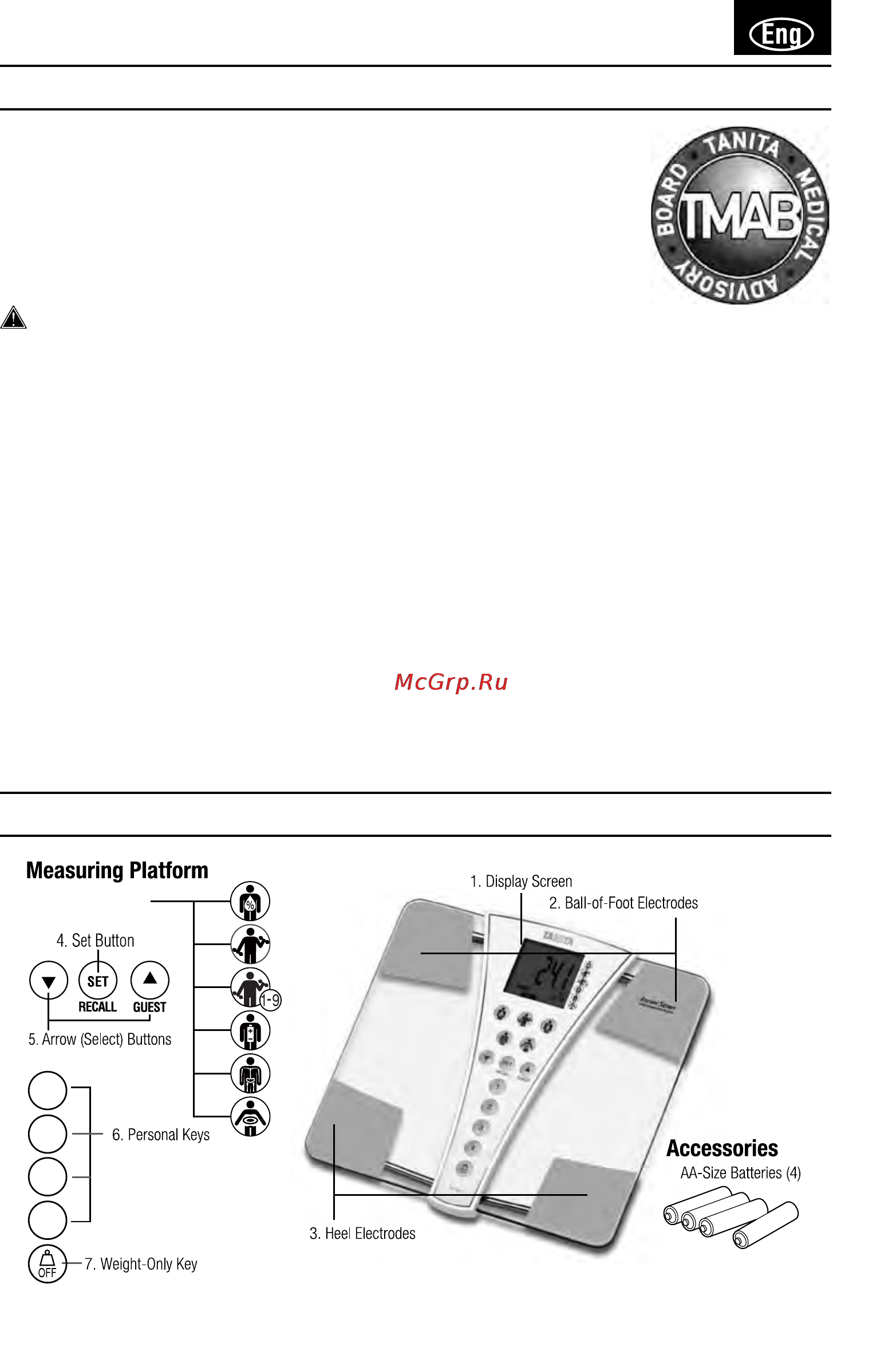 Tanita BC-587 [3/52] Features and functions
