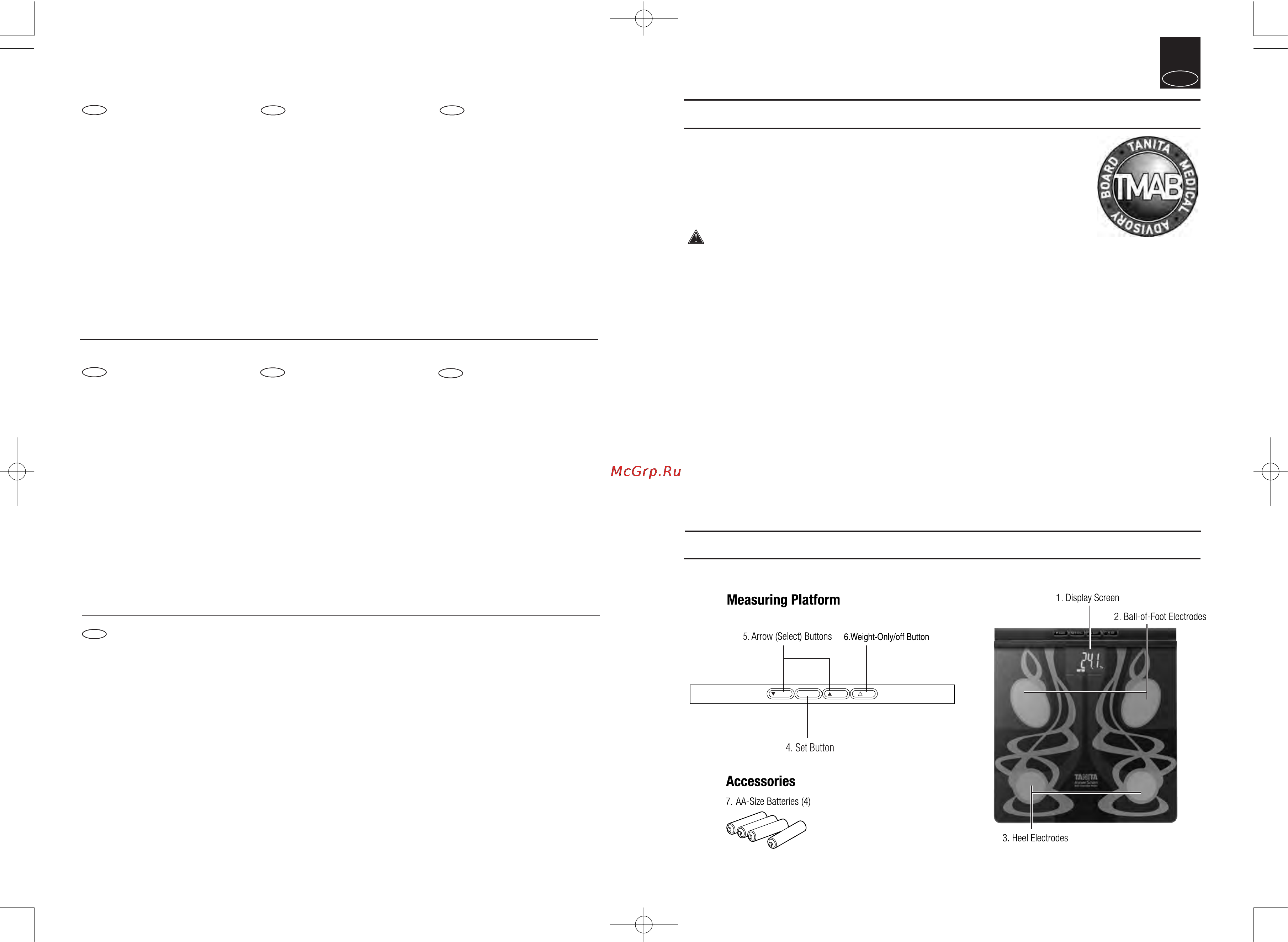 Tanita BC-575 [2/23] Features and functions