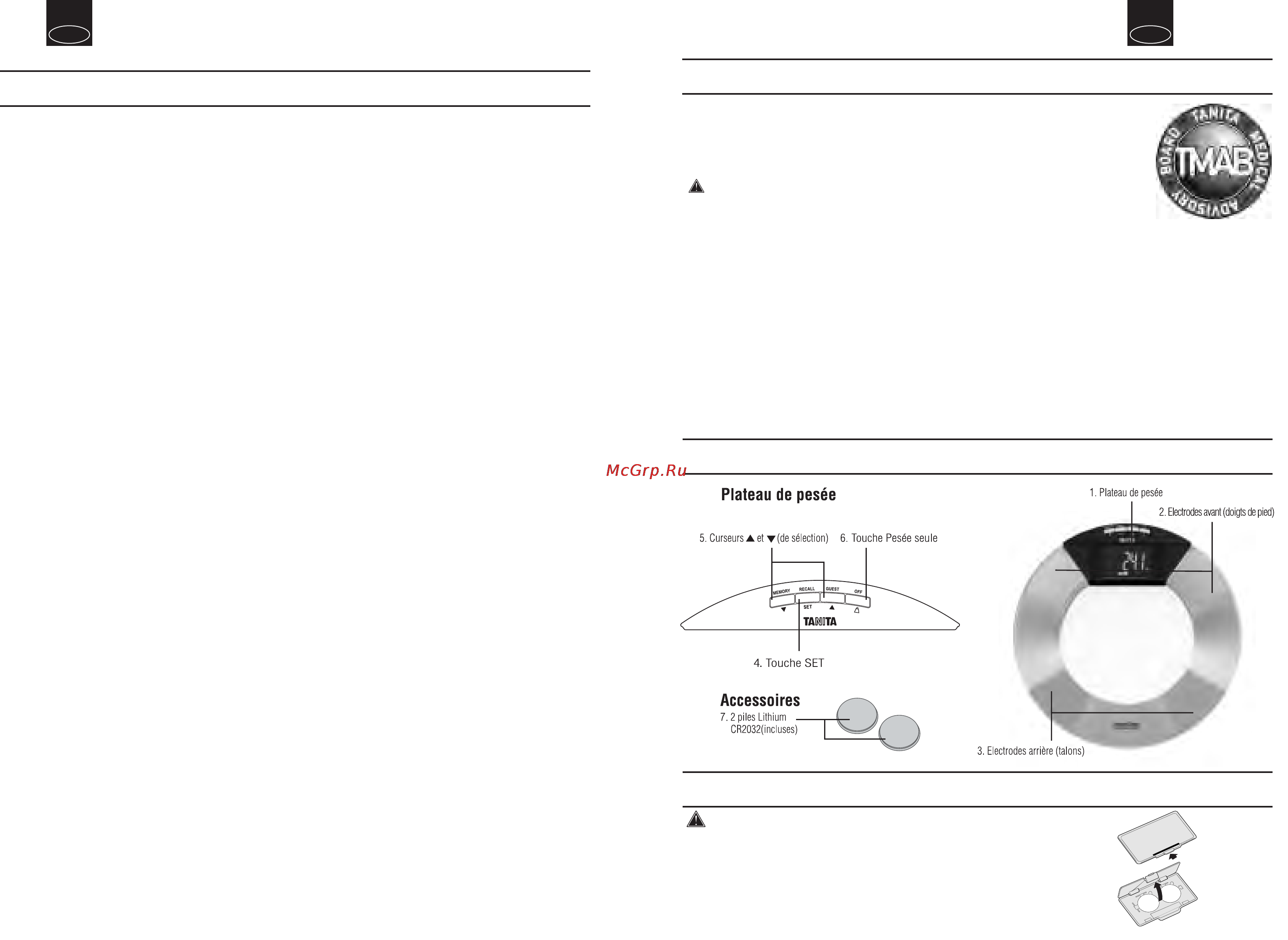 Tanita BC-570 [8/23] Avant utilisation