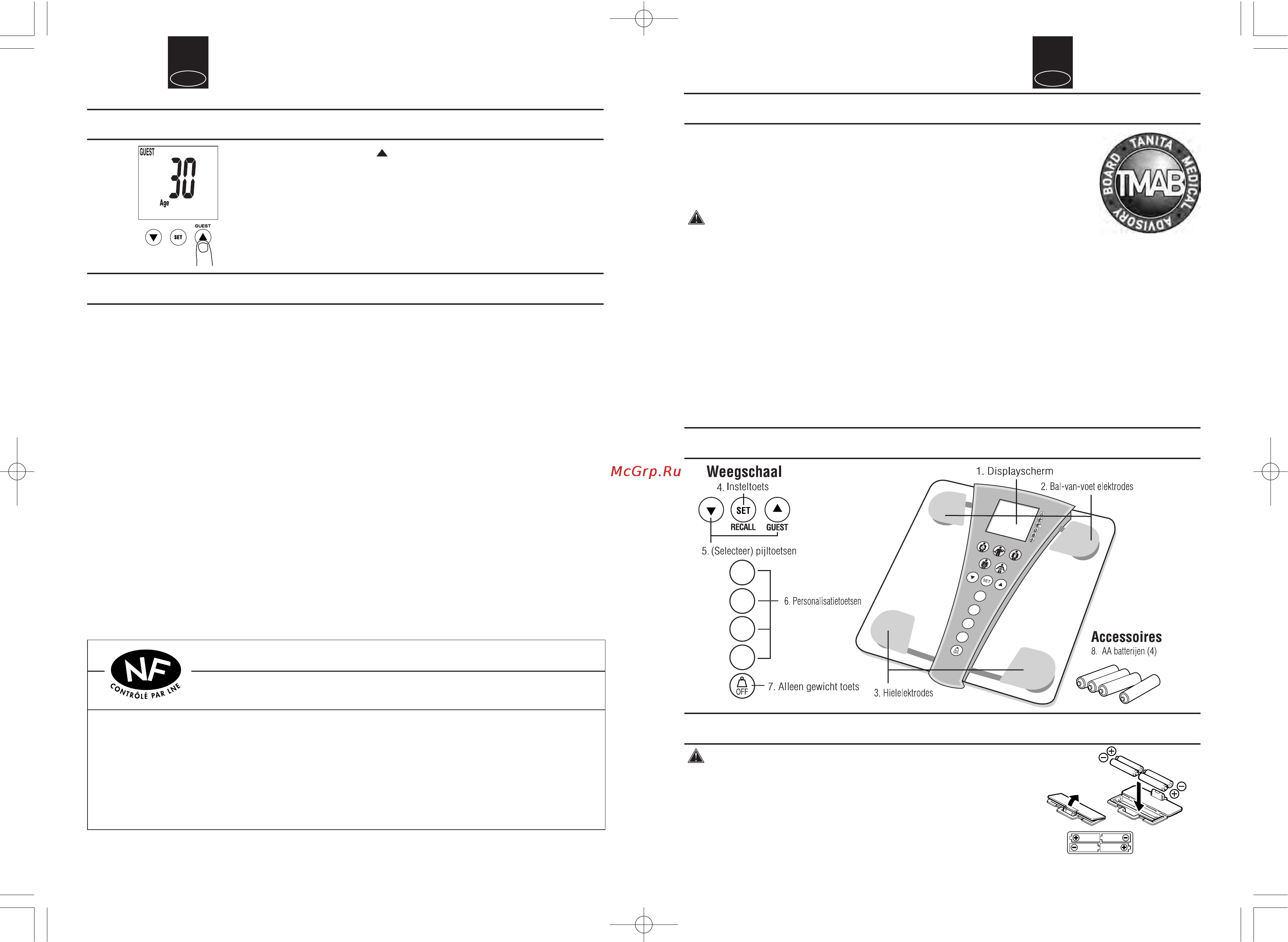 Tanita BC-543 [11/23] Dépannage