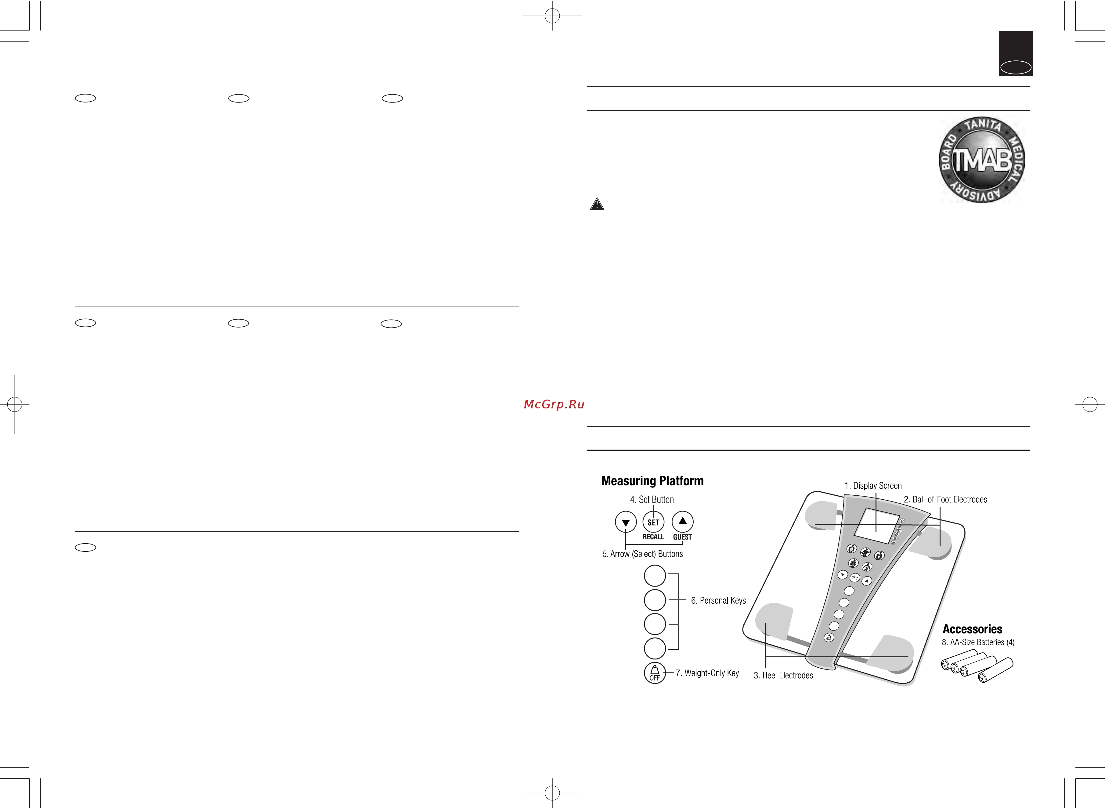 Tanita BC-543 [2/23] Important notes for users