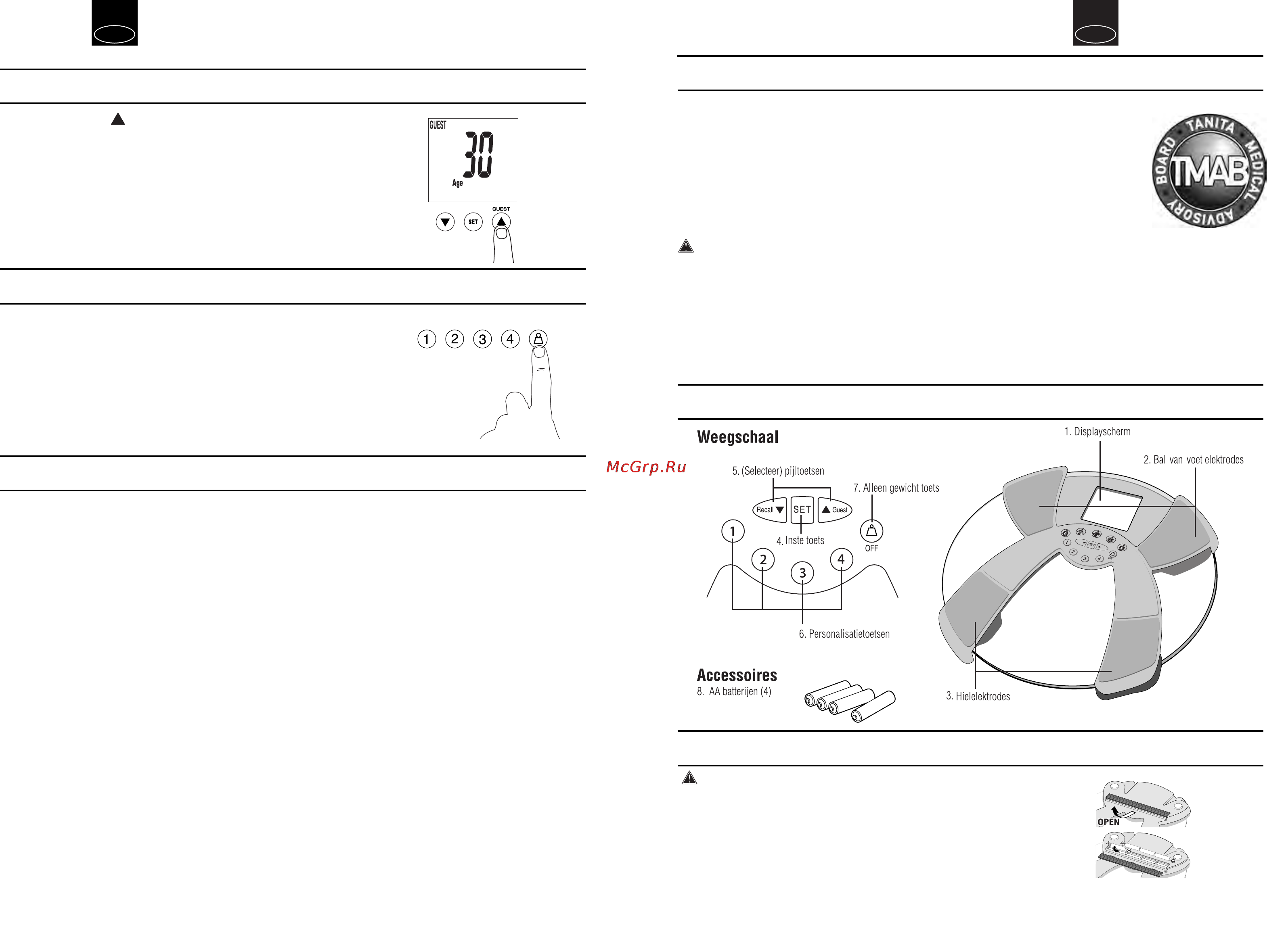 Tanita BC-532 [11/23] Dépannage