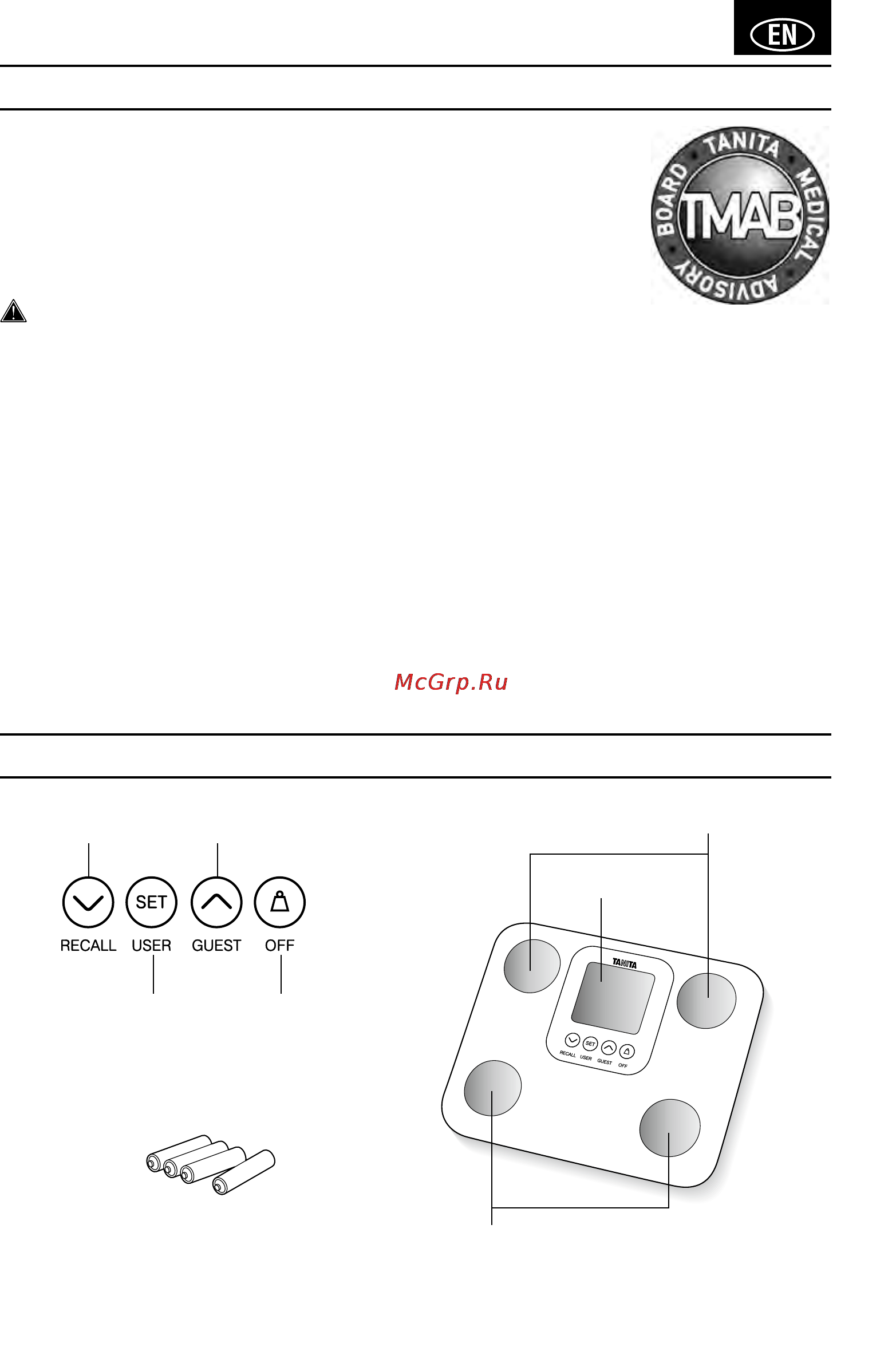 Tanita BC-730 [3/52] Features and functions