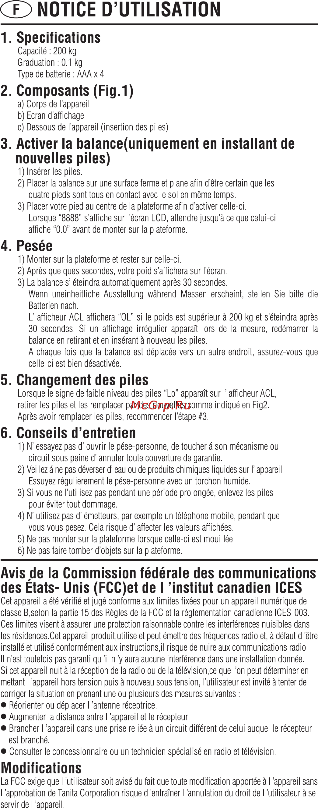 Tanita HD-366 [4/8] D notice d utilisation