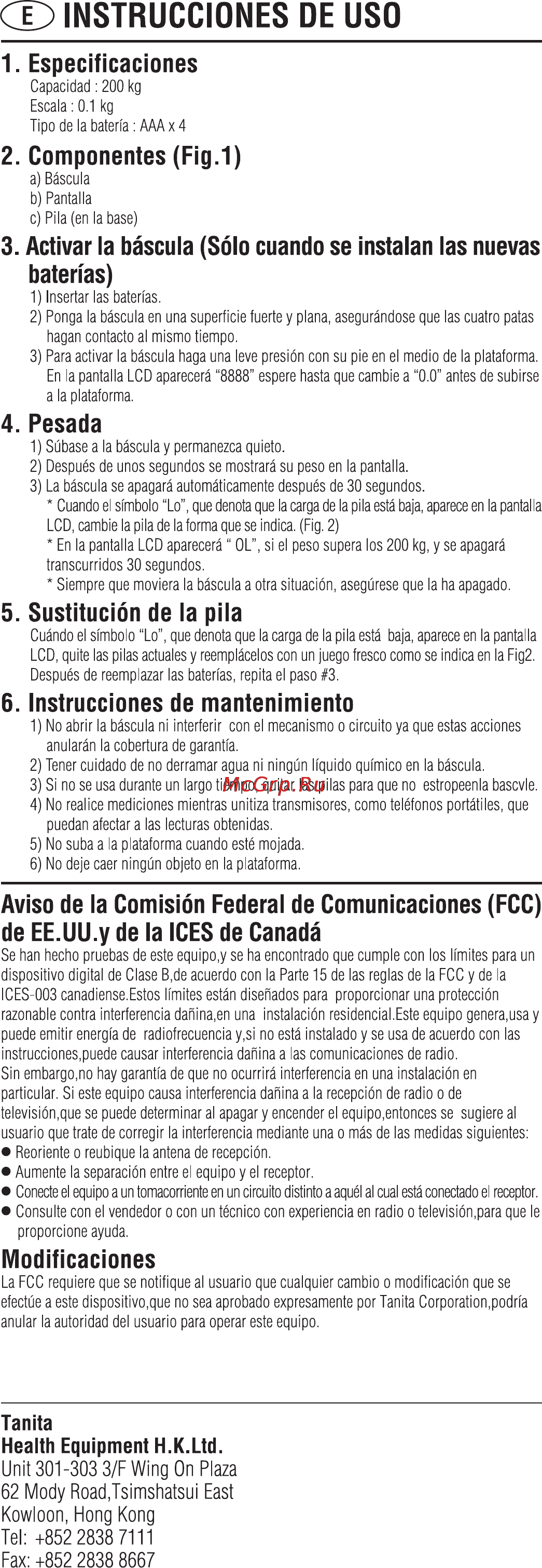 Tanita HD-366 [7/8] Instrucciones de uso