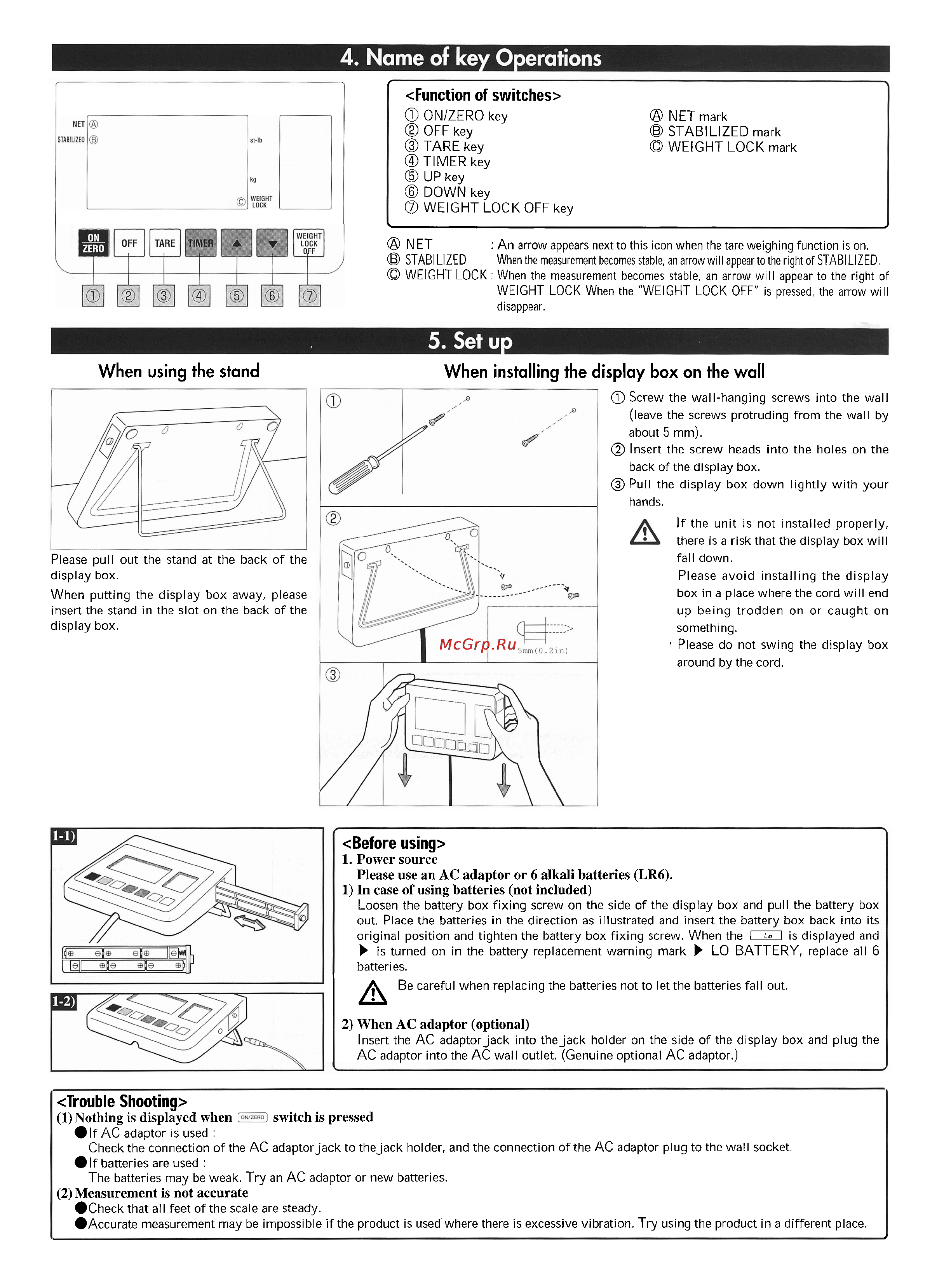 Tanita WB-100S MA [4/8] When installing the display box on the wall