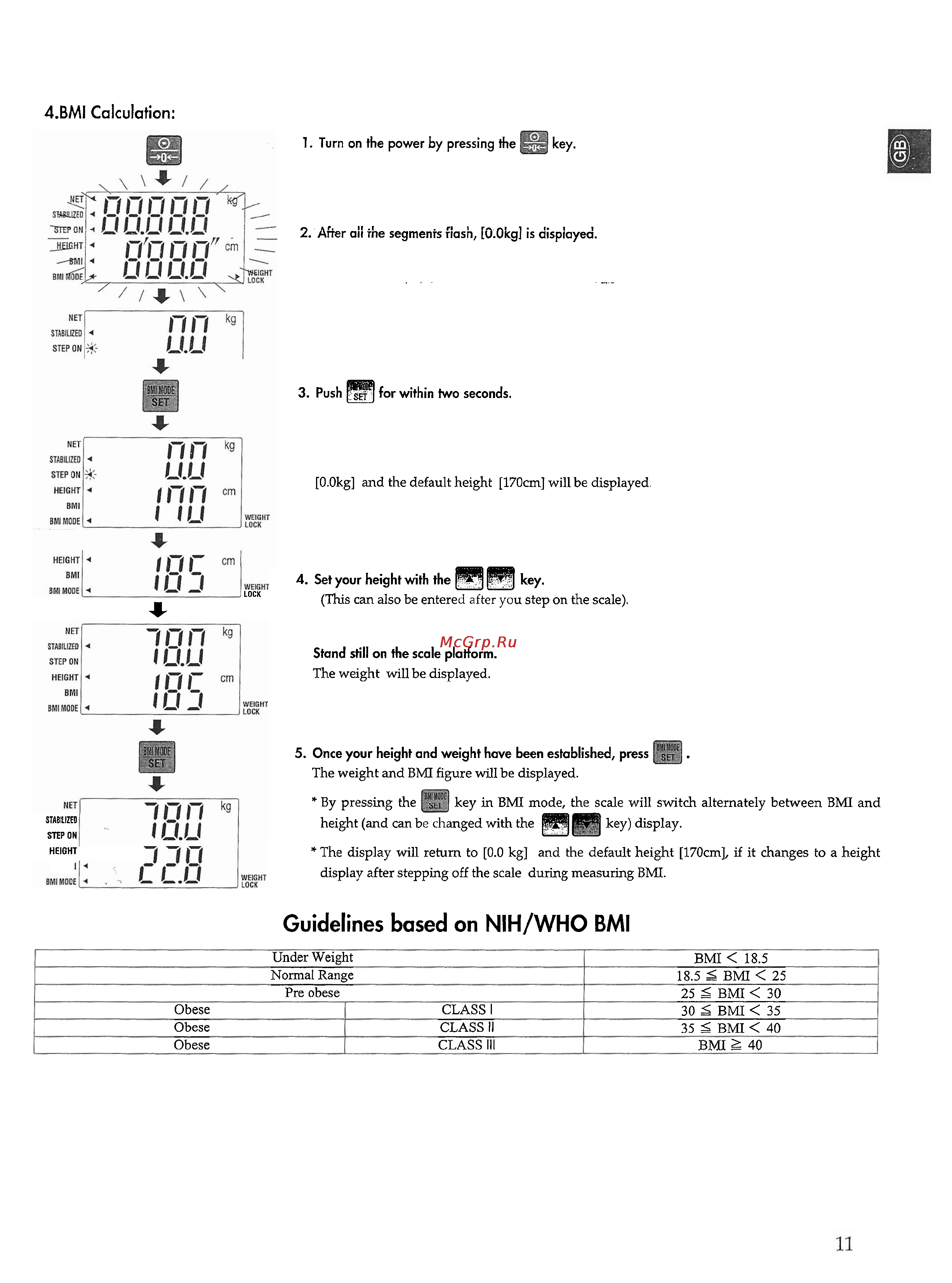 Tanita WB-110S MA [10/13] Calculation