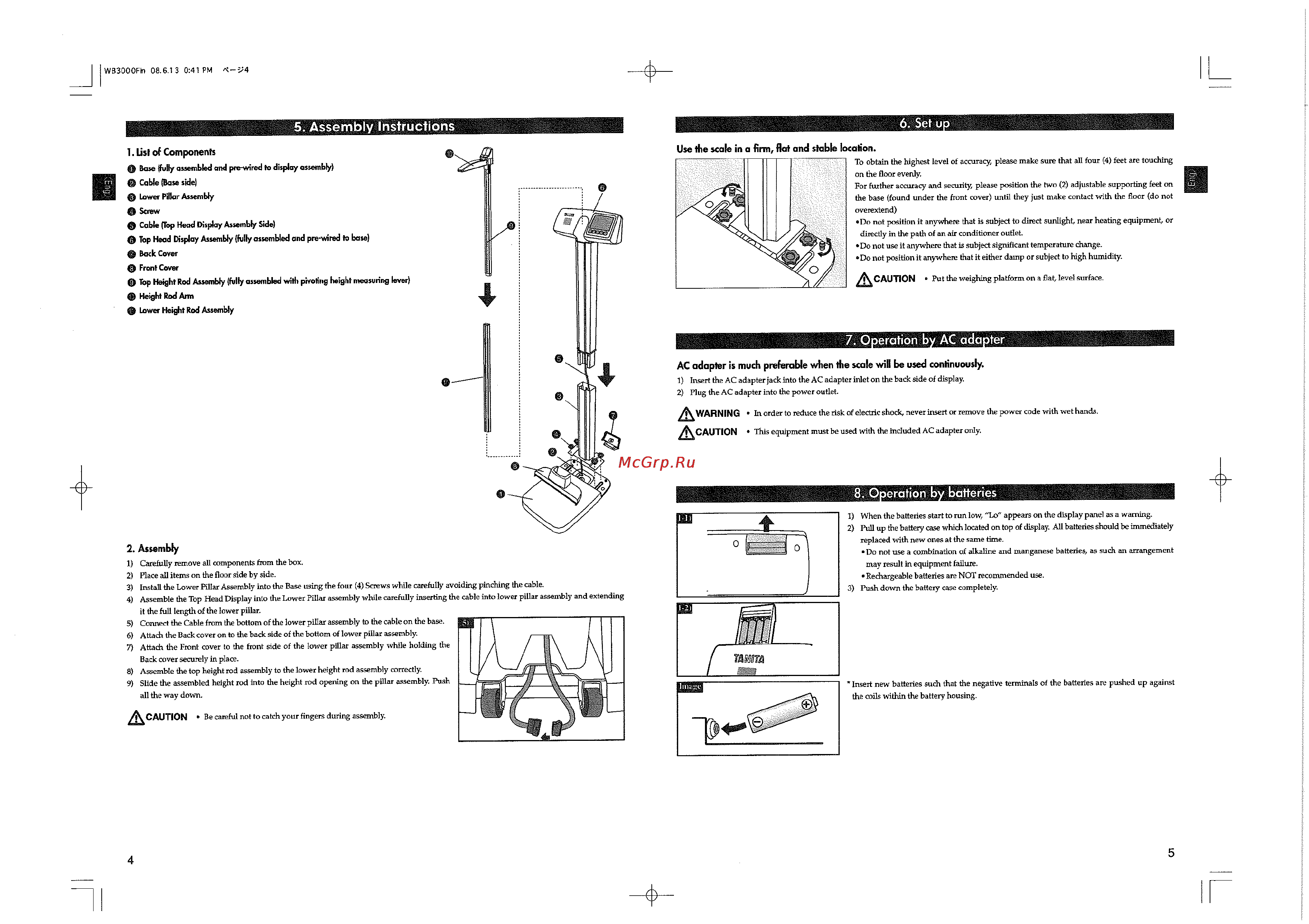 Tanita WB-3000 [3/6] 5 assernbly instructions