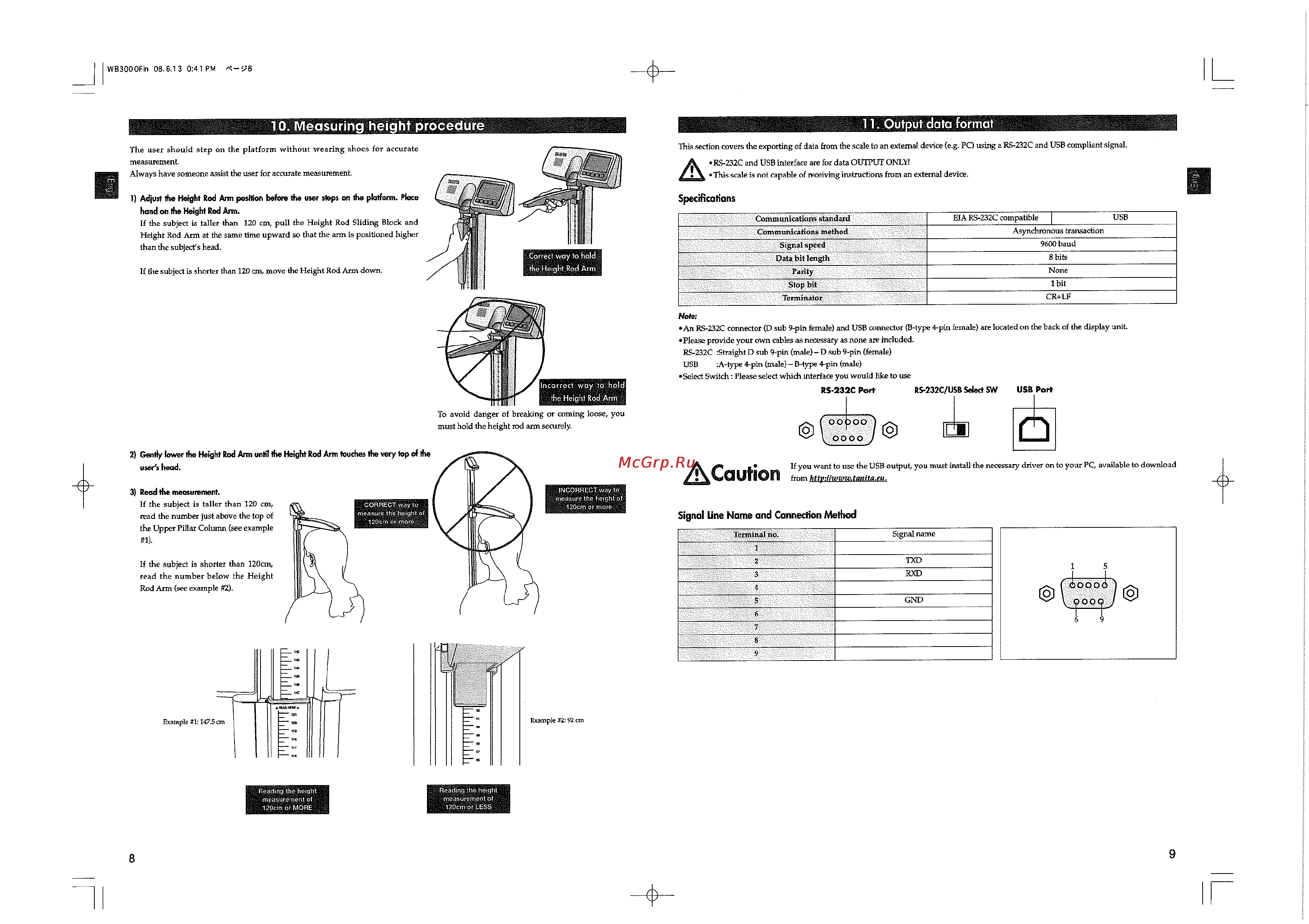 Tanita WB-3000 [5/6] Signai une name and connection method