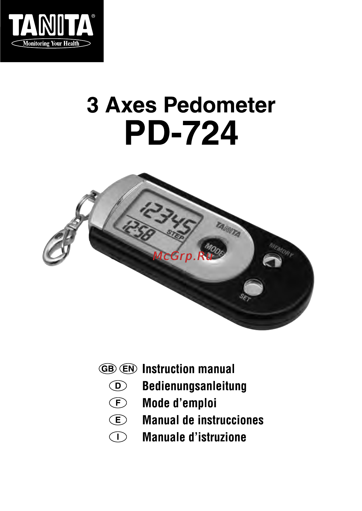 Tanita PD-724 Инструкция по эксплуатации онлайн
