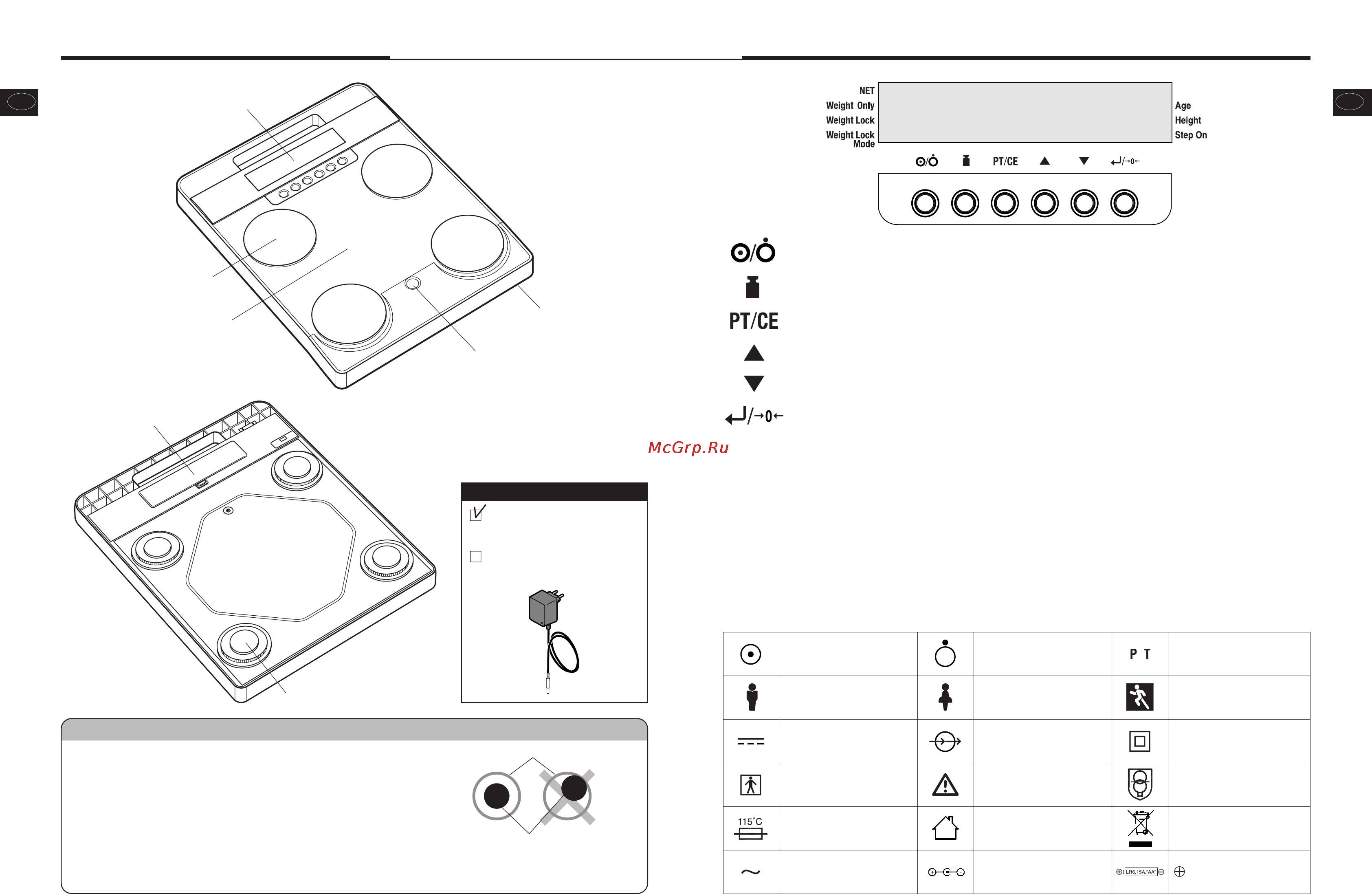 Tanita SC 240 MA [4/11] Part names accessories
