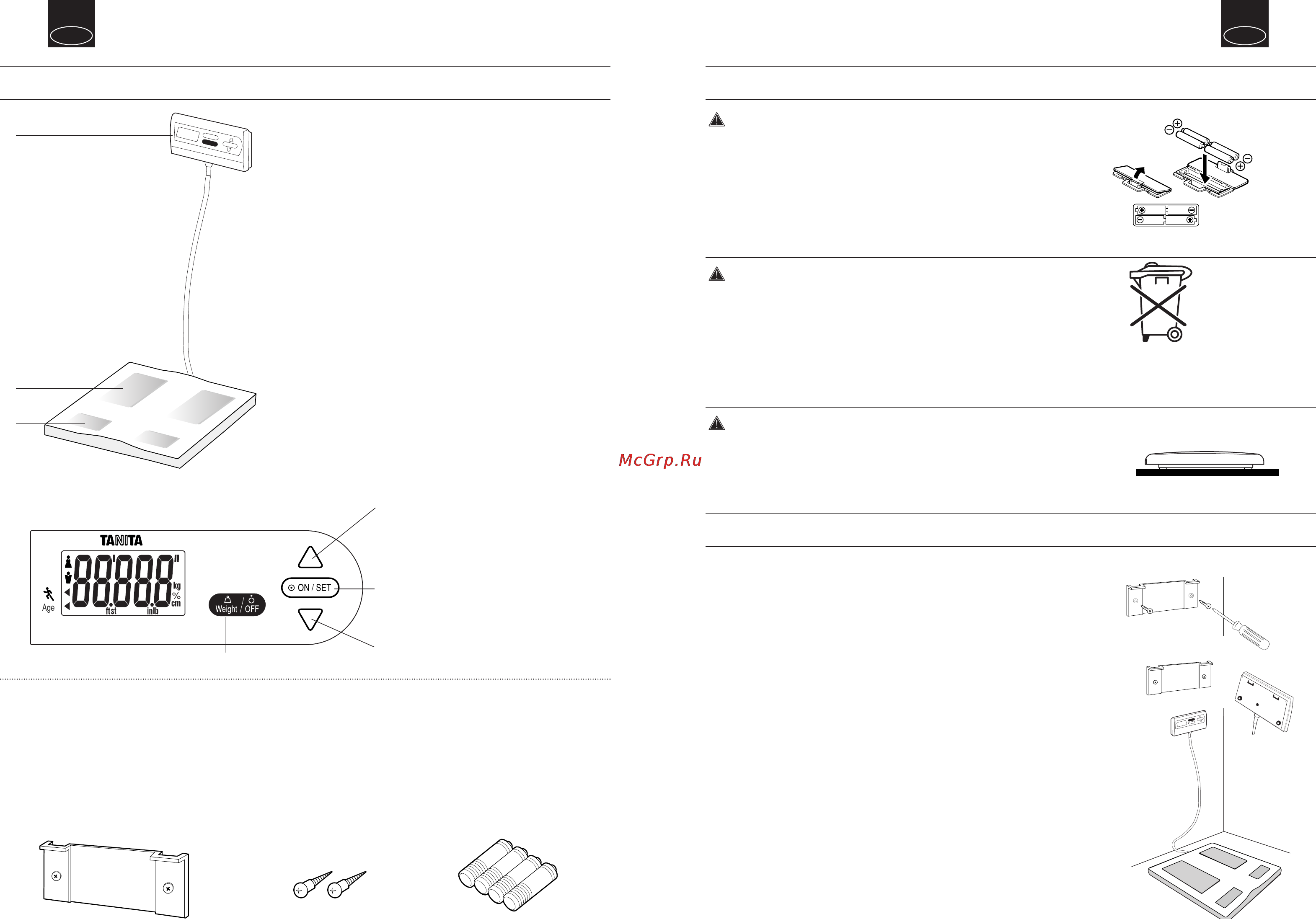 Tanita BF 522 W [8/28] Installation der displaybox