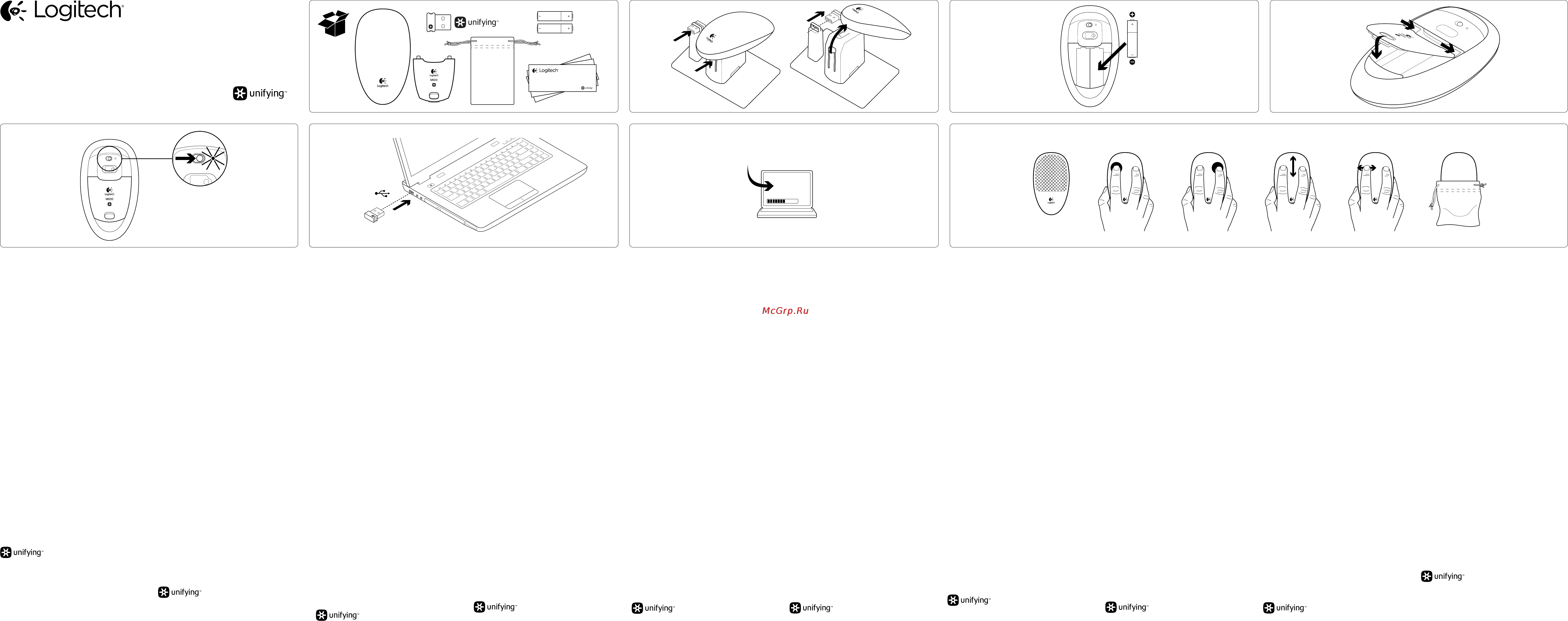 Logitech M600 TouchMouse Инструкция по эксплуатации онлайн