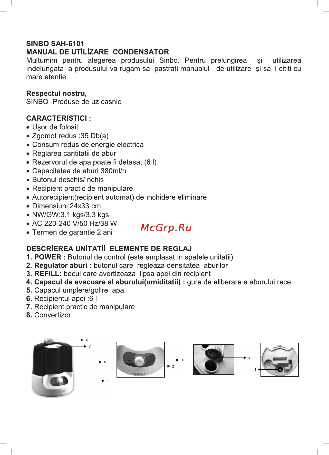 Sinbo SAH 6101 [38/48] Romana