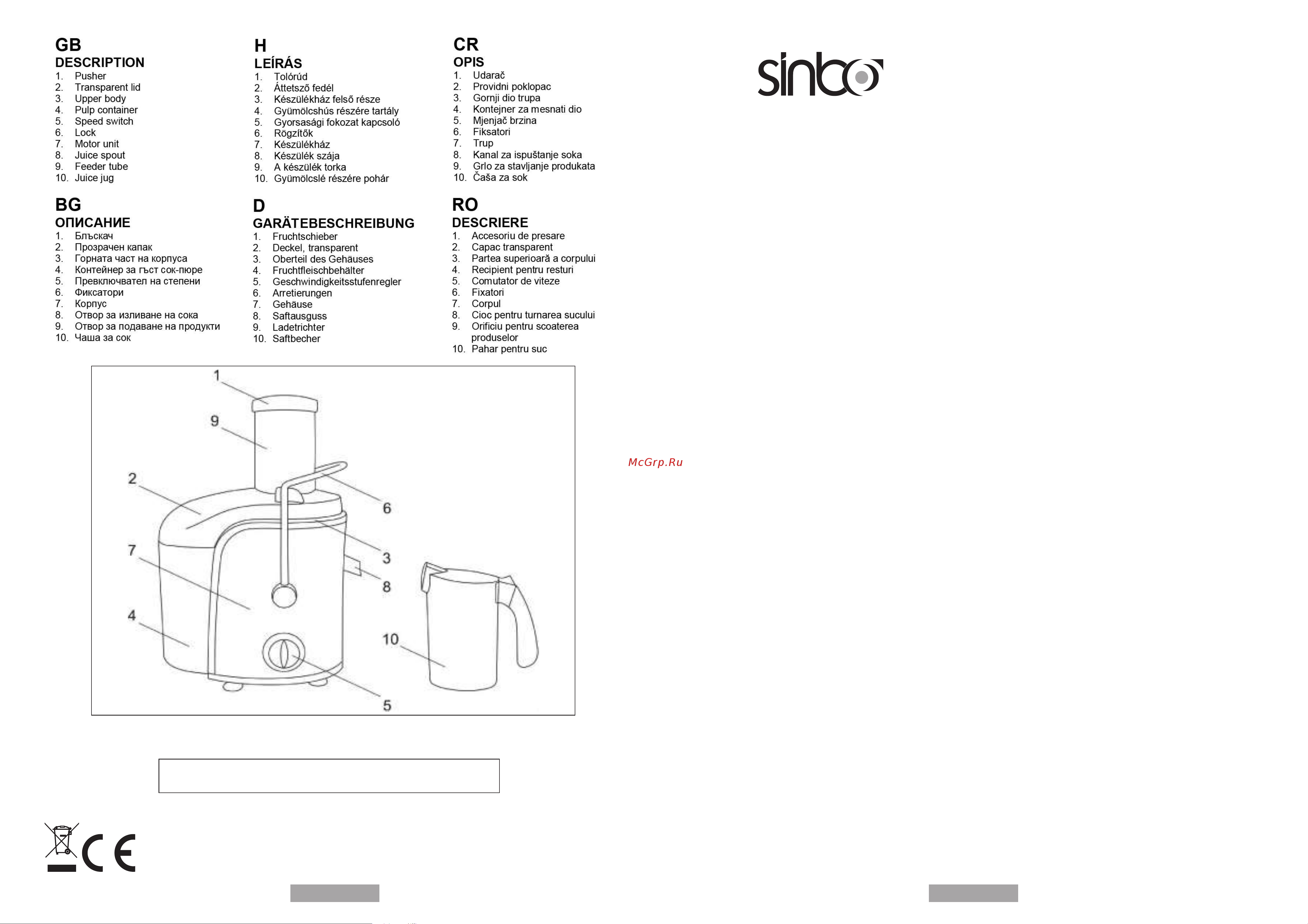 Sinbo SJ 3122 [2/8] Ac 220 240v 50hz 700w 3 4 kg