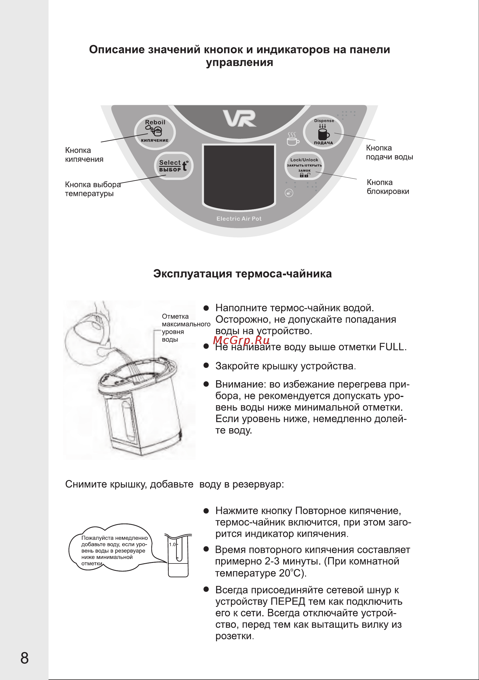 VR ATP-403V [8/14] Описание значений кнопок и индикаторов на панели