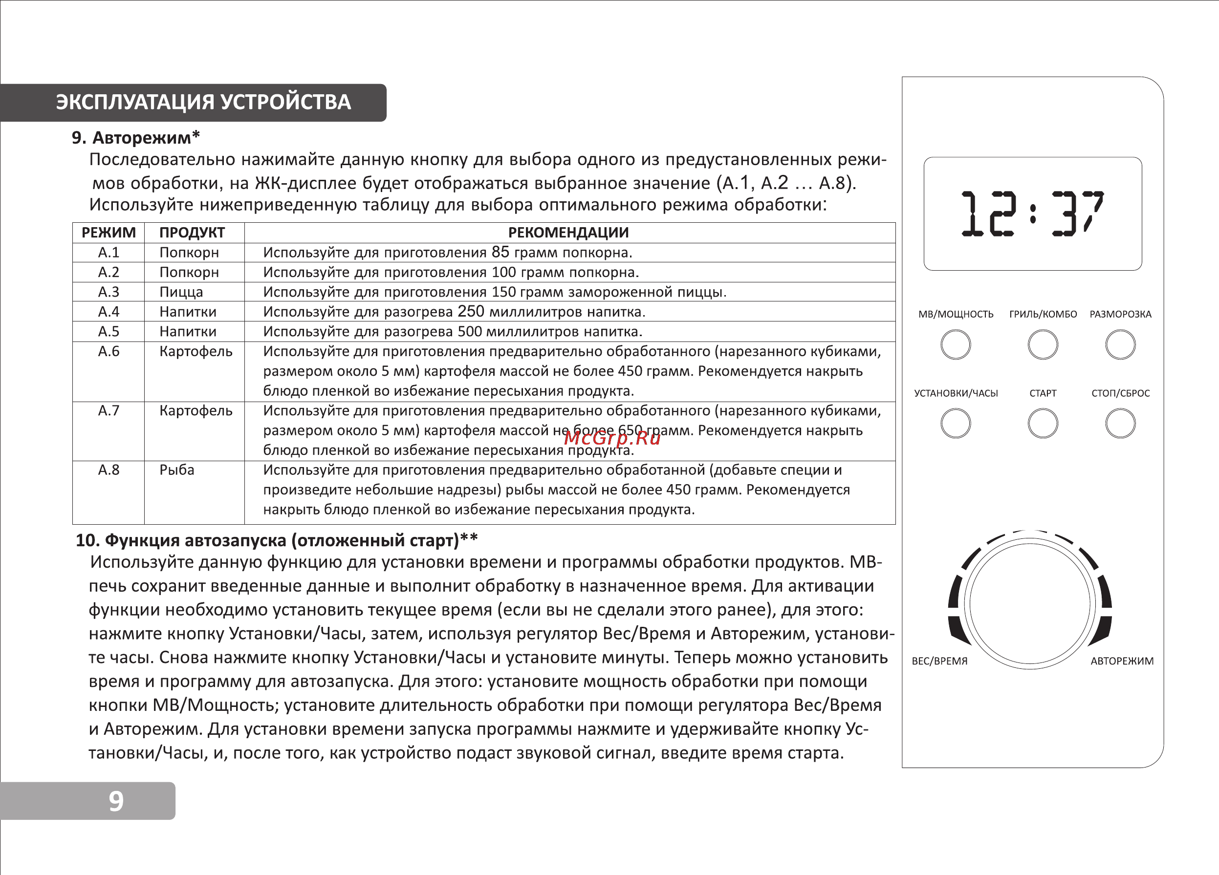 VR MW-G2315 [10/15] Авторежим