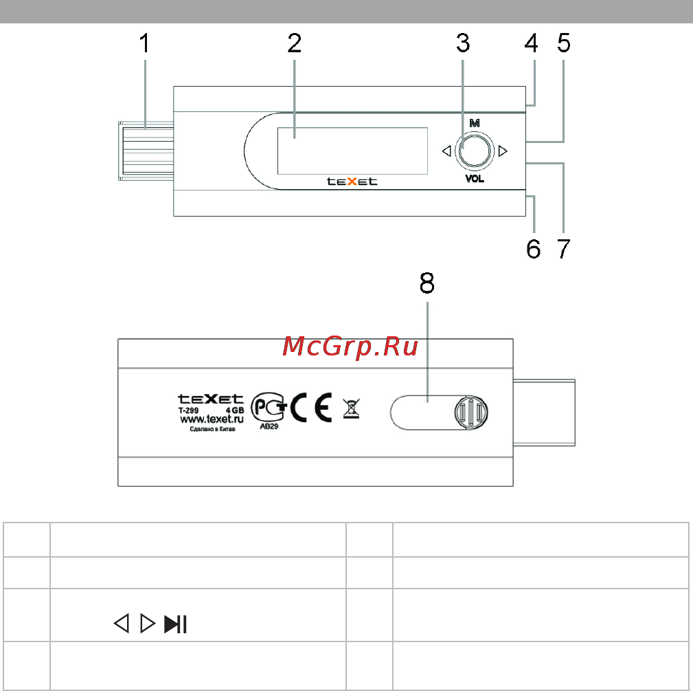 Texet T-299 4Gb [4/30] Общий вид плеера