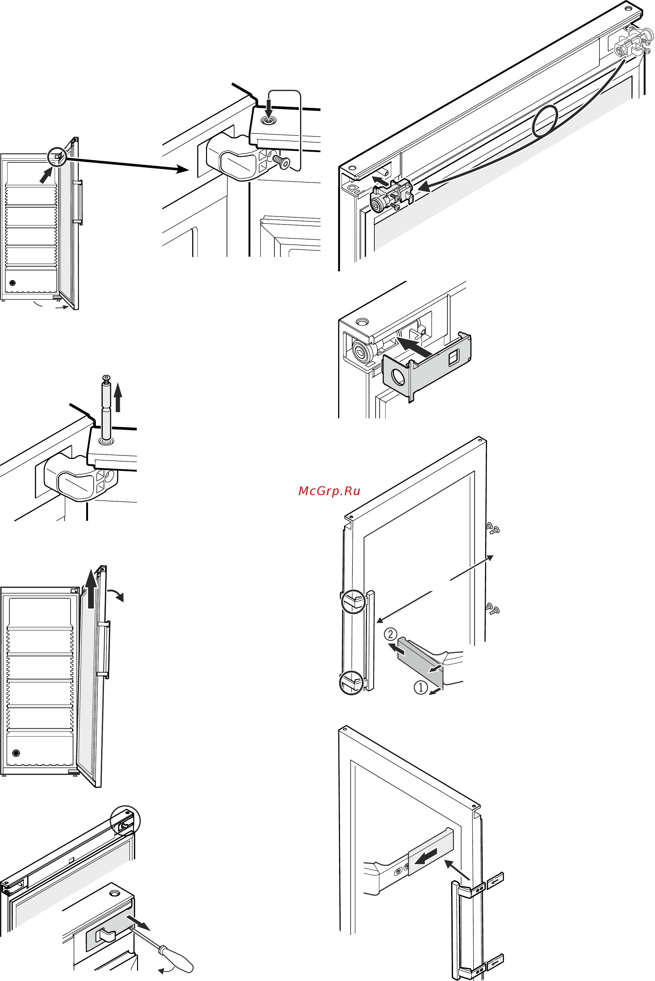 Liebherr WKt 4552-20 [8/13] Перенавешивание двери