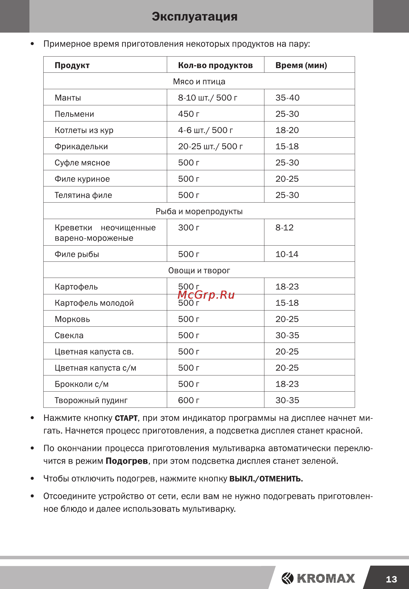 Endever MC-78M [13/20] Эксплуатация