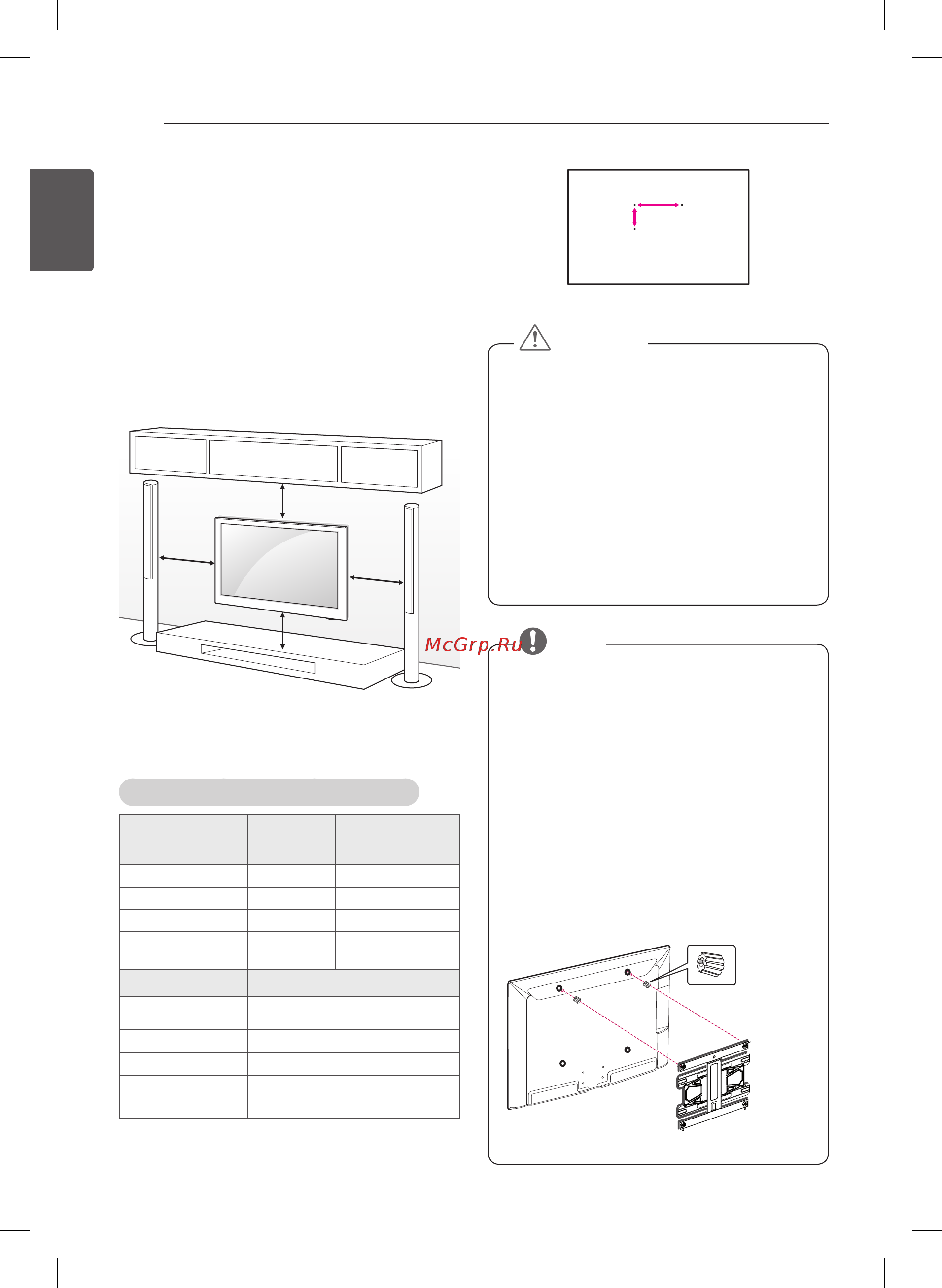 LG 32LB652V [32/270] Mounting on a wall