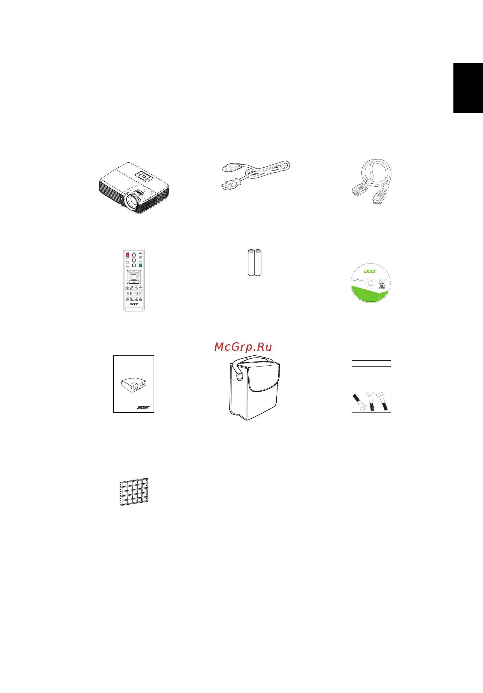 Acer P1220 [11/67] Комплектация