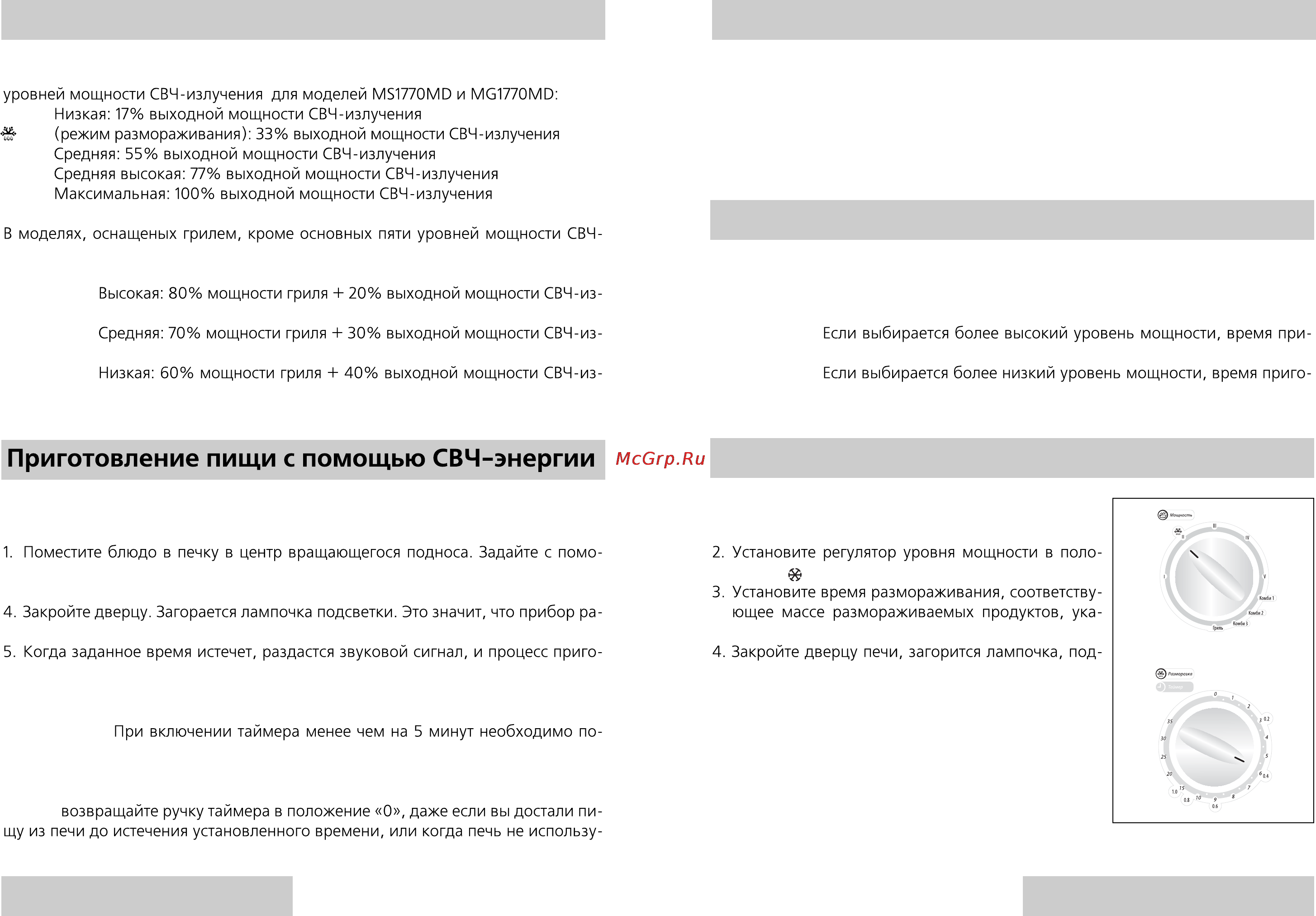 Rolsen MS1770MD [4/12] Уровни мощности