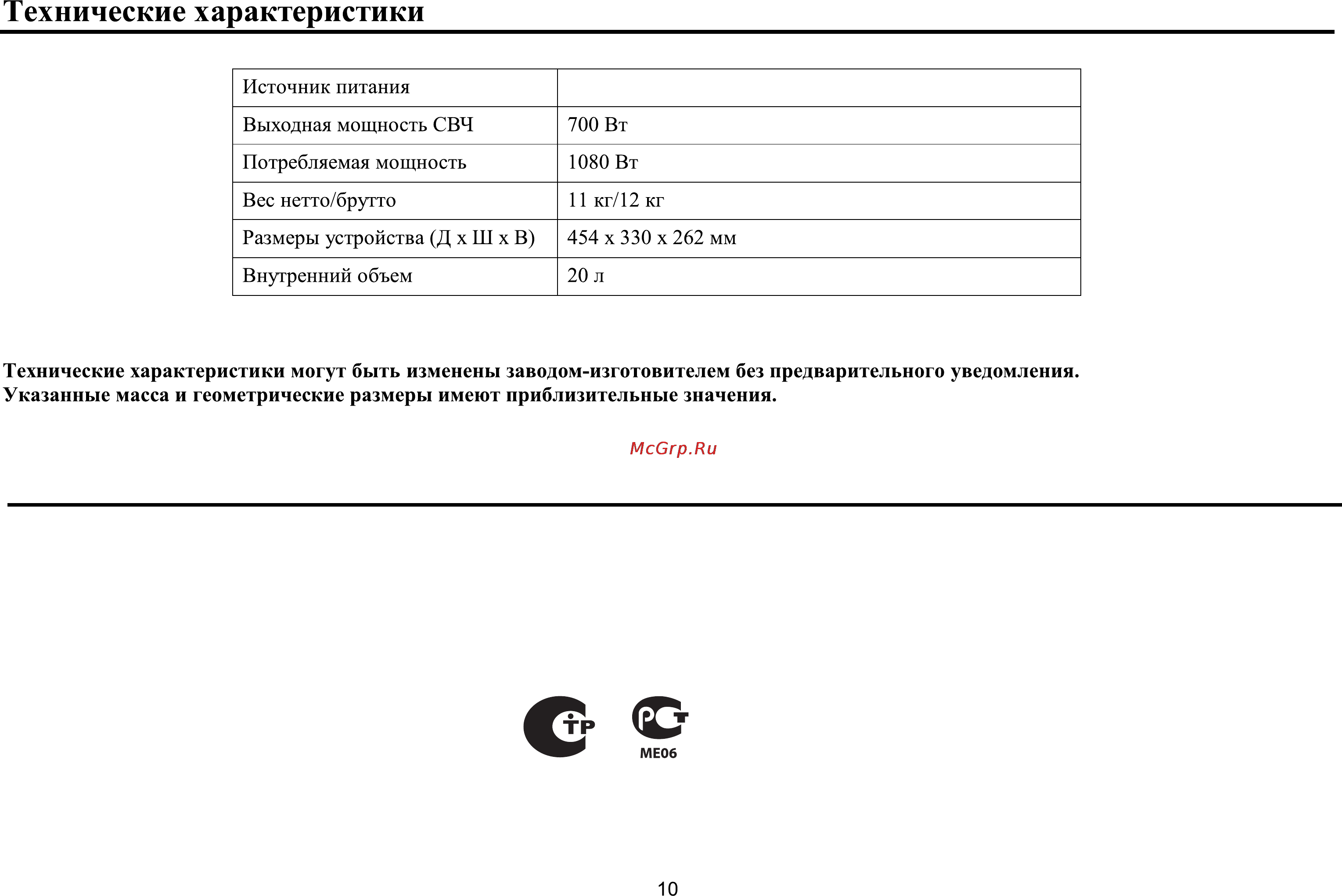 Rolsen MS2080MC [10/10] Сведения о сертификации