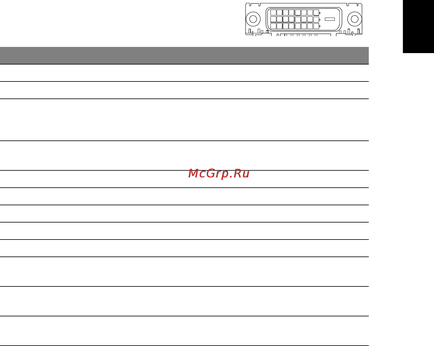 Acer V245HLbd [21/32] Контактный сигнальный кабель цветного дисплея